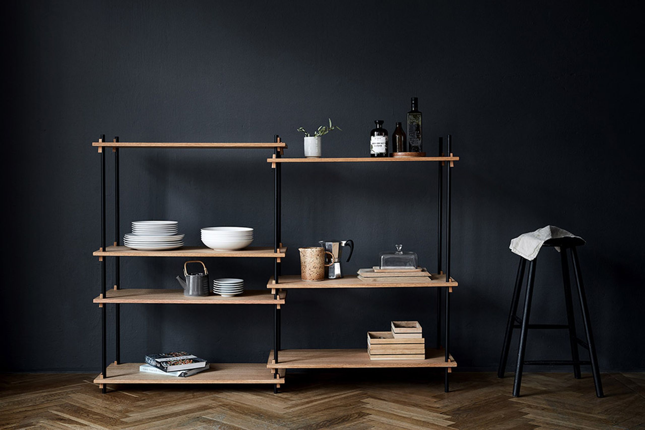 MOEBE - Display - Shelving system - S.115.2.A - Smoked Oak / Warm Grey