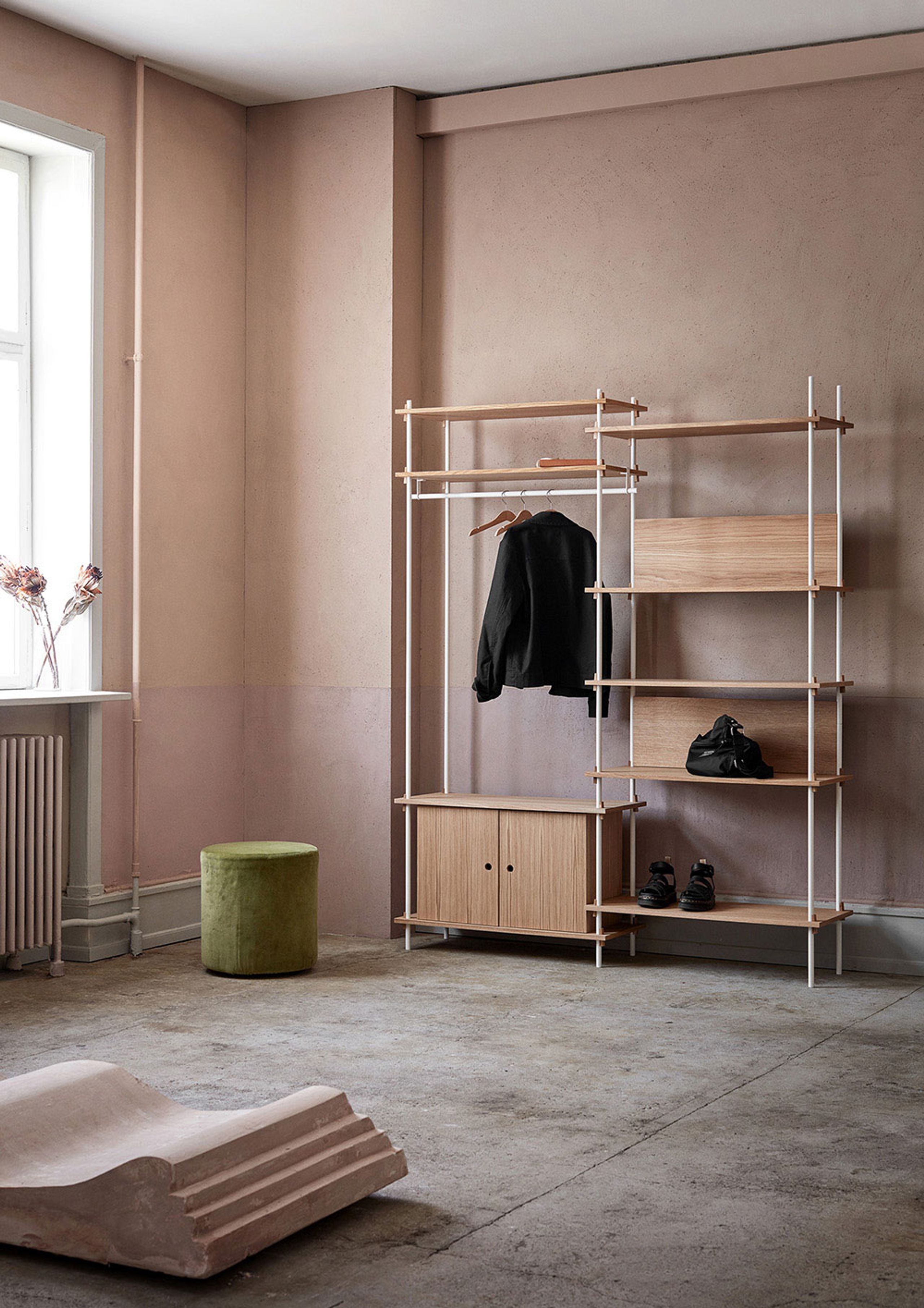 MOEBE - Reol - Shelving system - S.200.1.F - Røget Egetræ / Pine Green