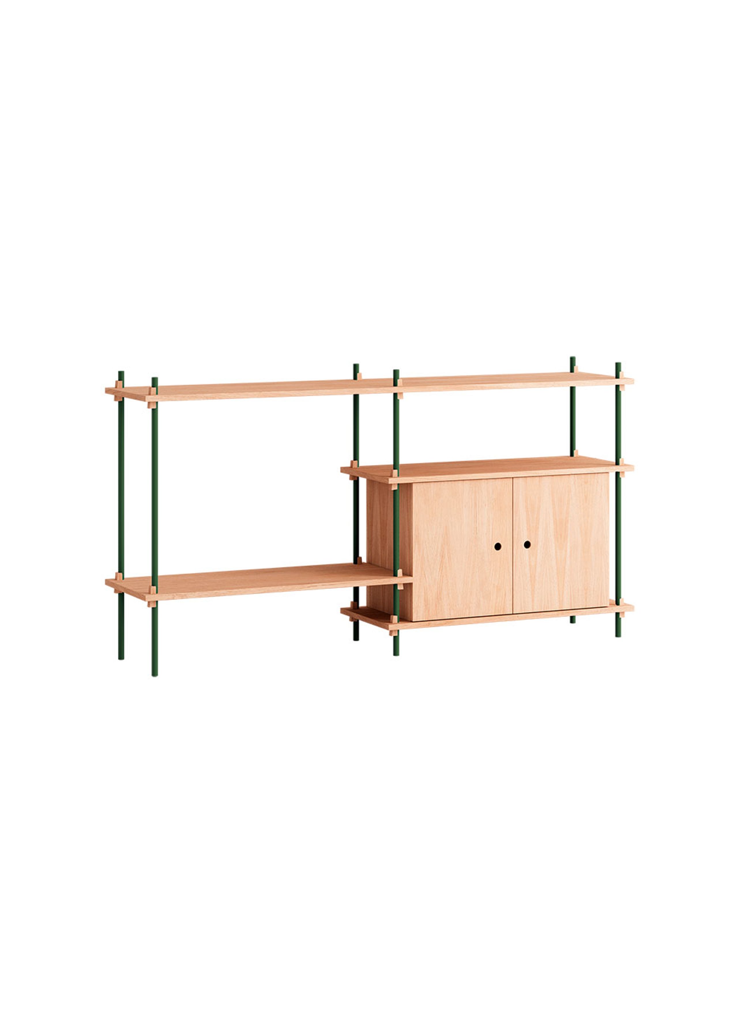 MOEBE - Display - Shelving system - S.85.2.C - Oak / Pine Green