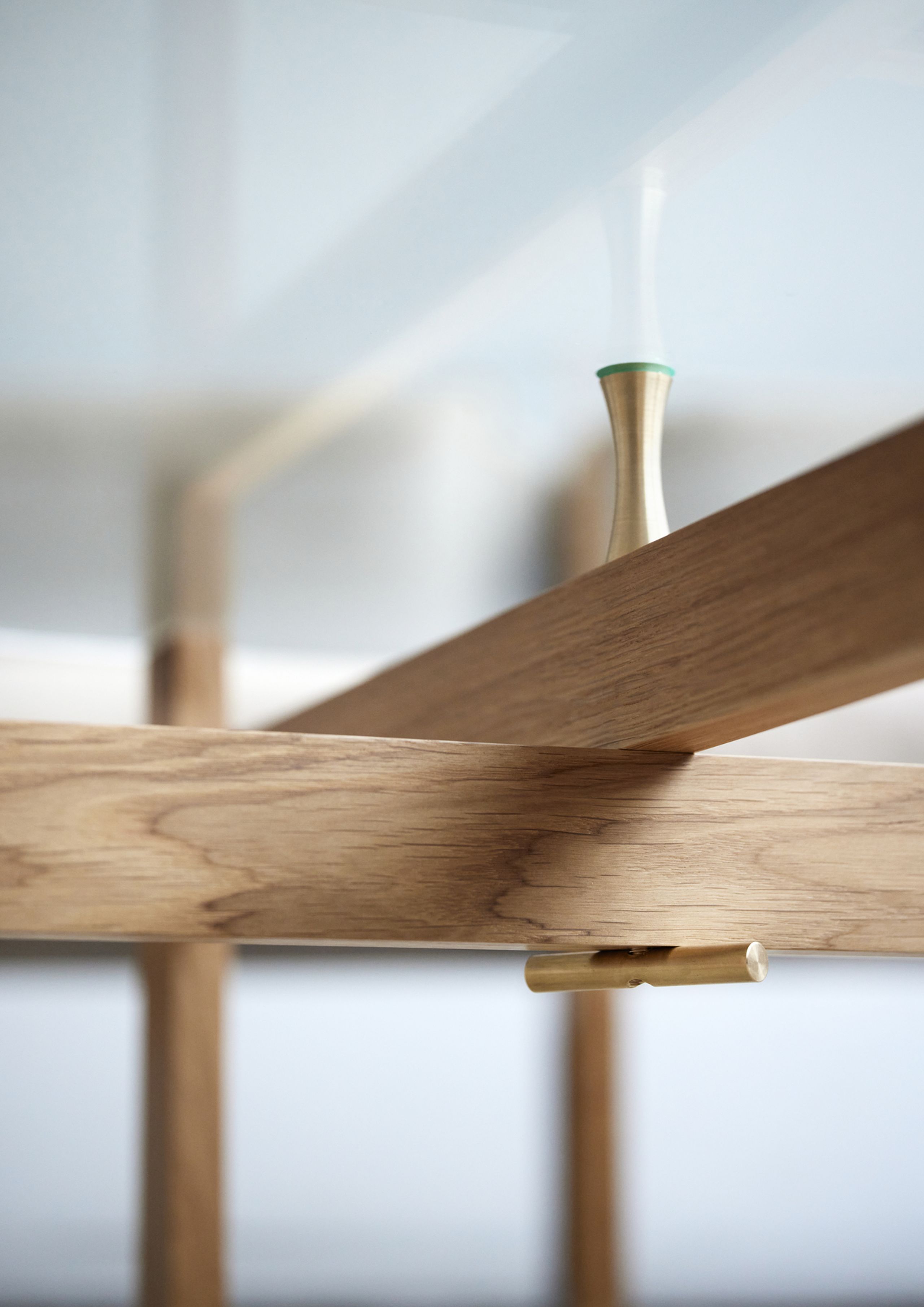 MOEBE - Mesa de centro - Round Glass Coffee Table - Oak, Glass