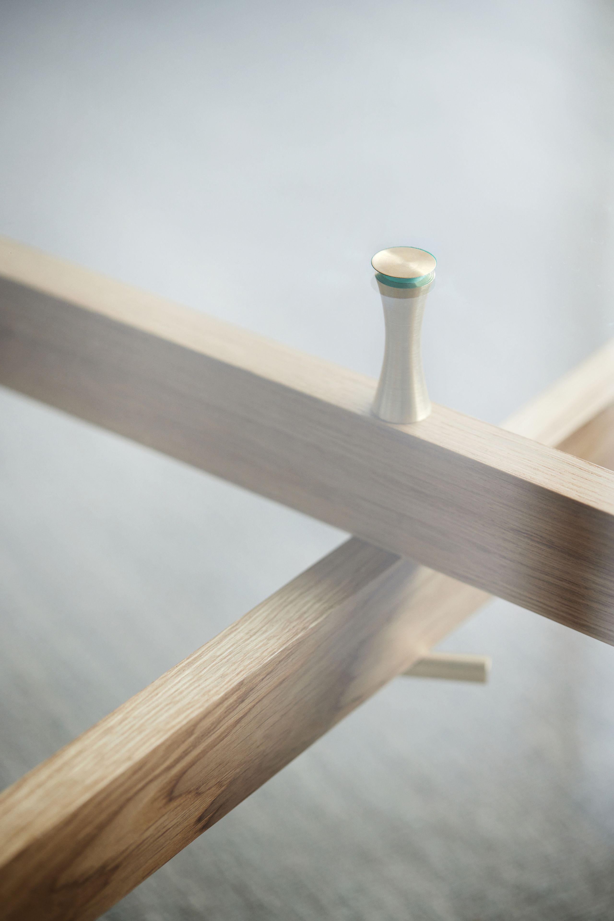 MOEBE - Mesa de centro - Round Glass Coffee Table - Oak, Glass