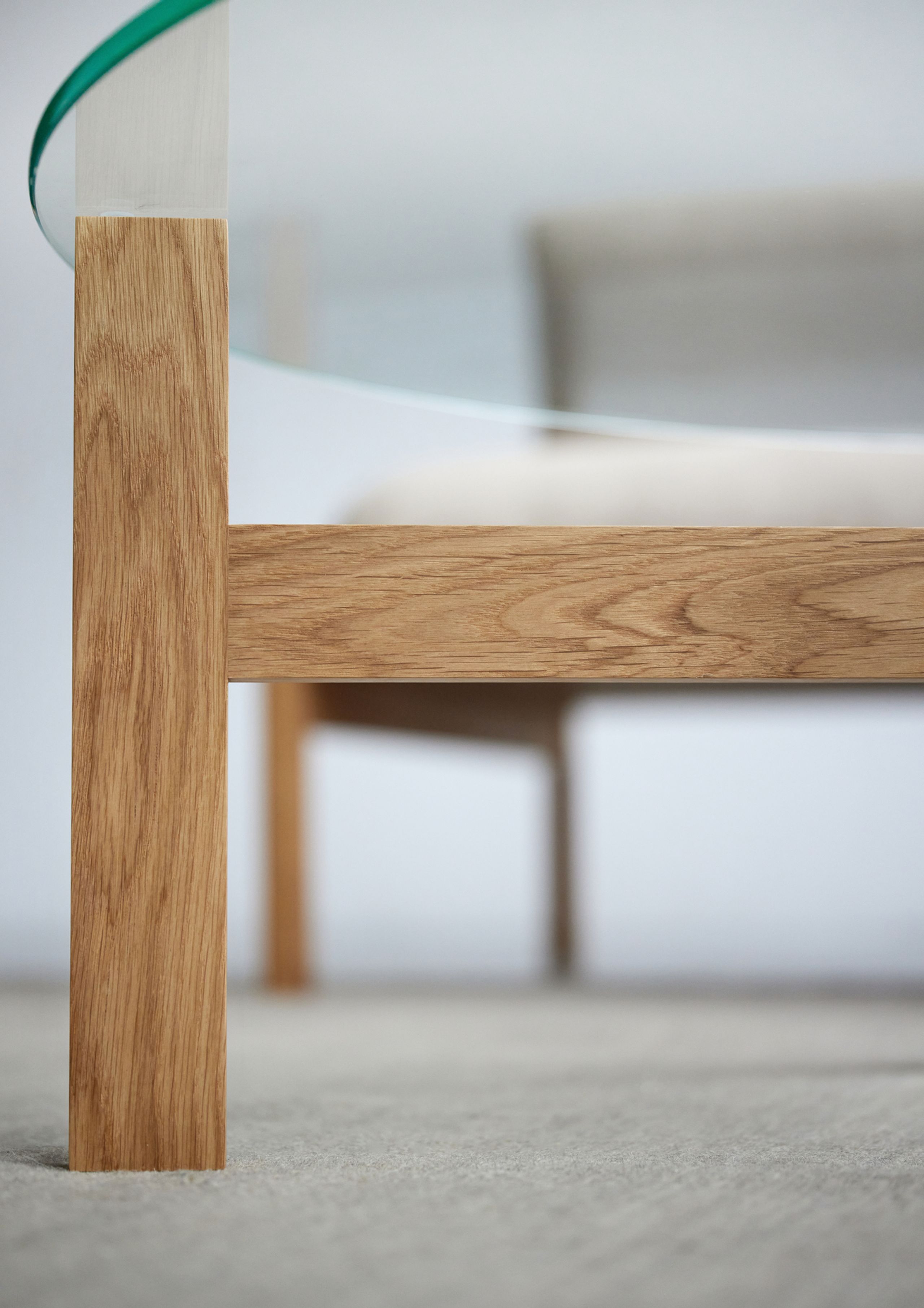 MOEBE - Mesa de centro - Round Glass Coffee Table - Oak, Glass