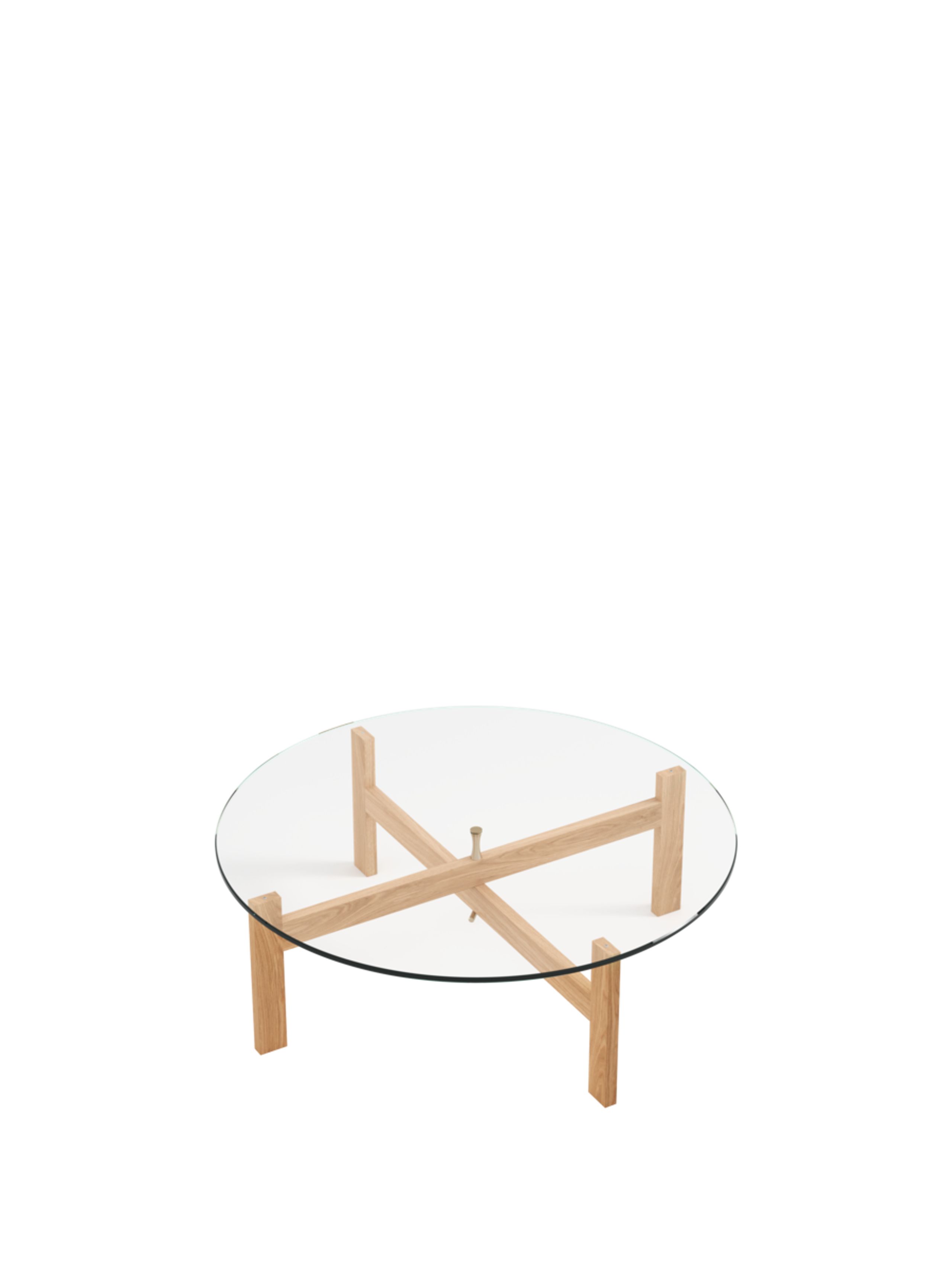 MOEBE - Mesa de centro - Round Glass Coffee Table - Oak, Glass