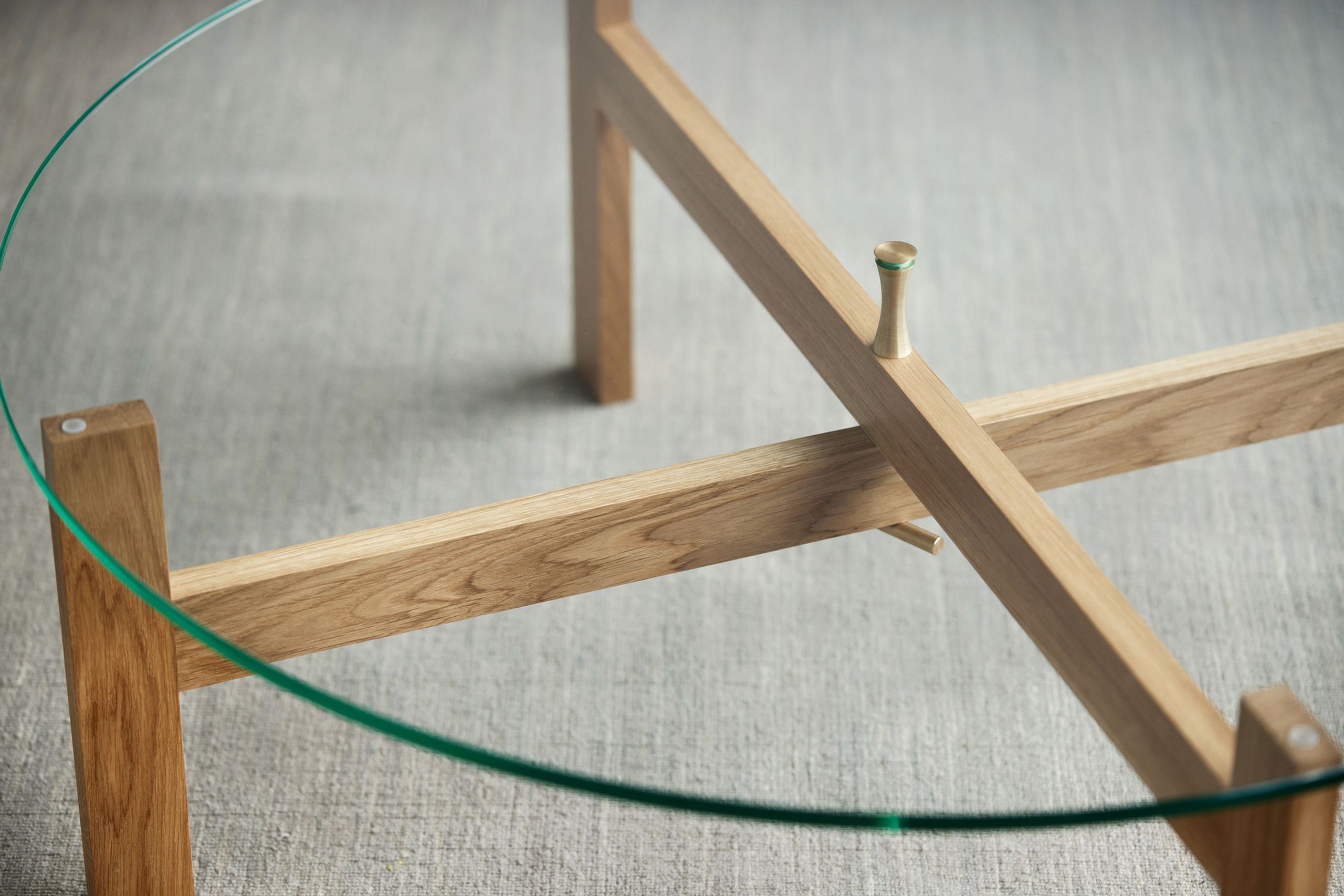 MOEBE - Mesa de centro - Round Glass Coffee Table - Oak, Glass