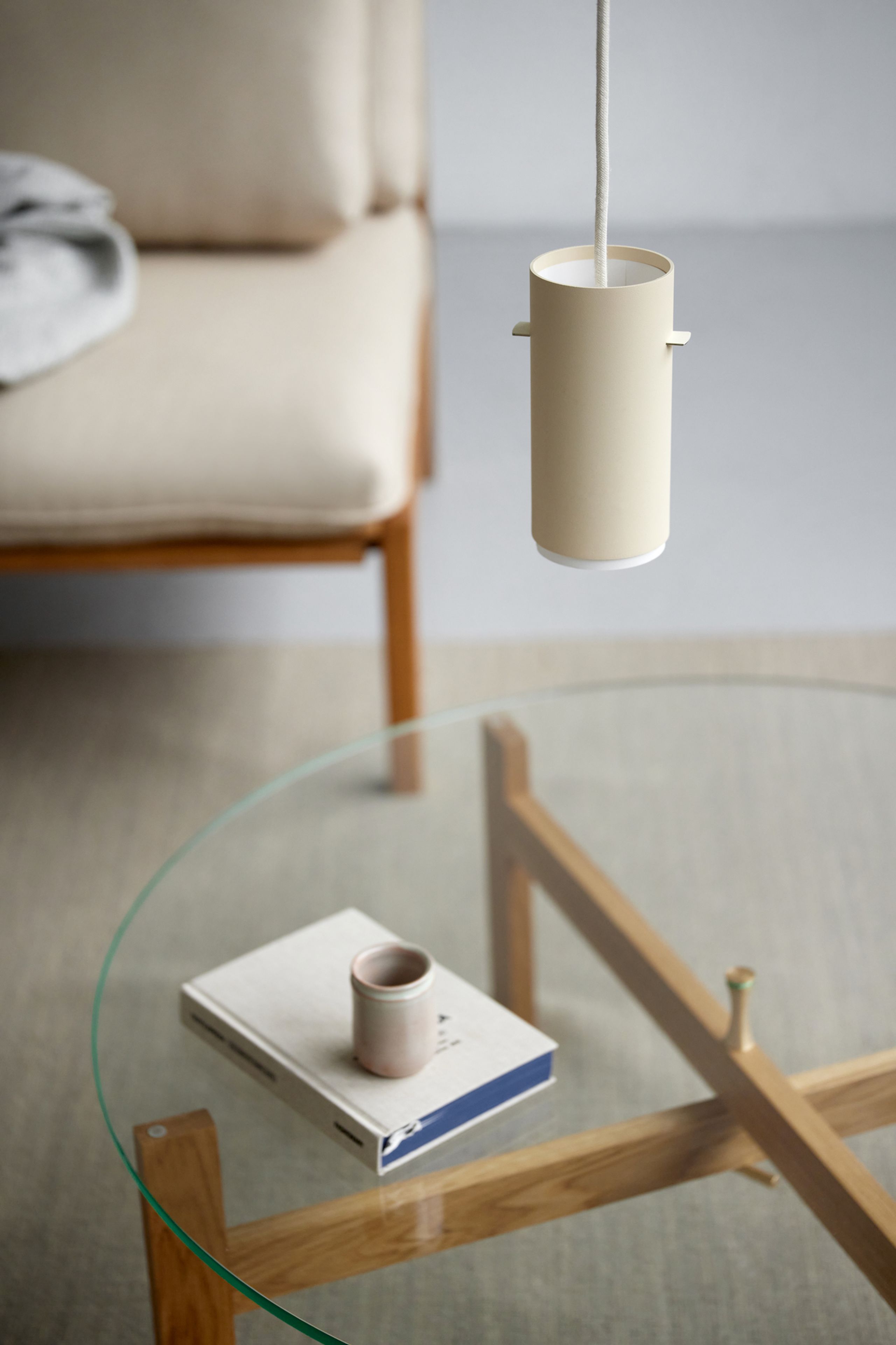 MOEBE - Mesa de centro - Round Glass Coffee Table - Oak, Glass