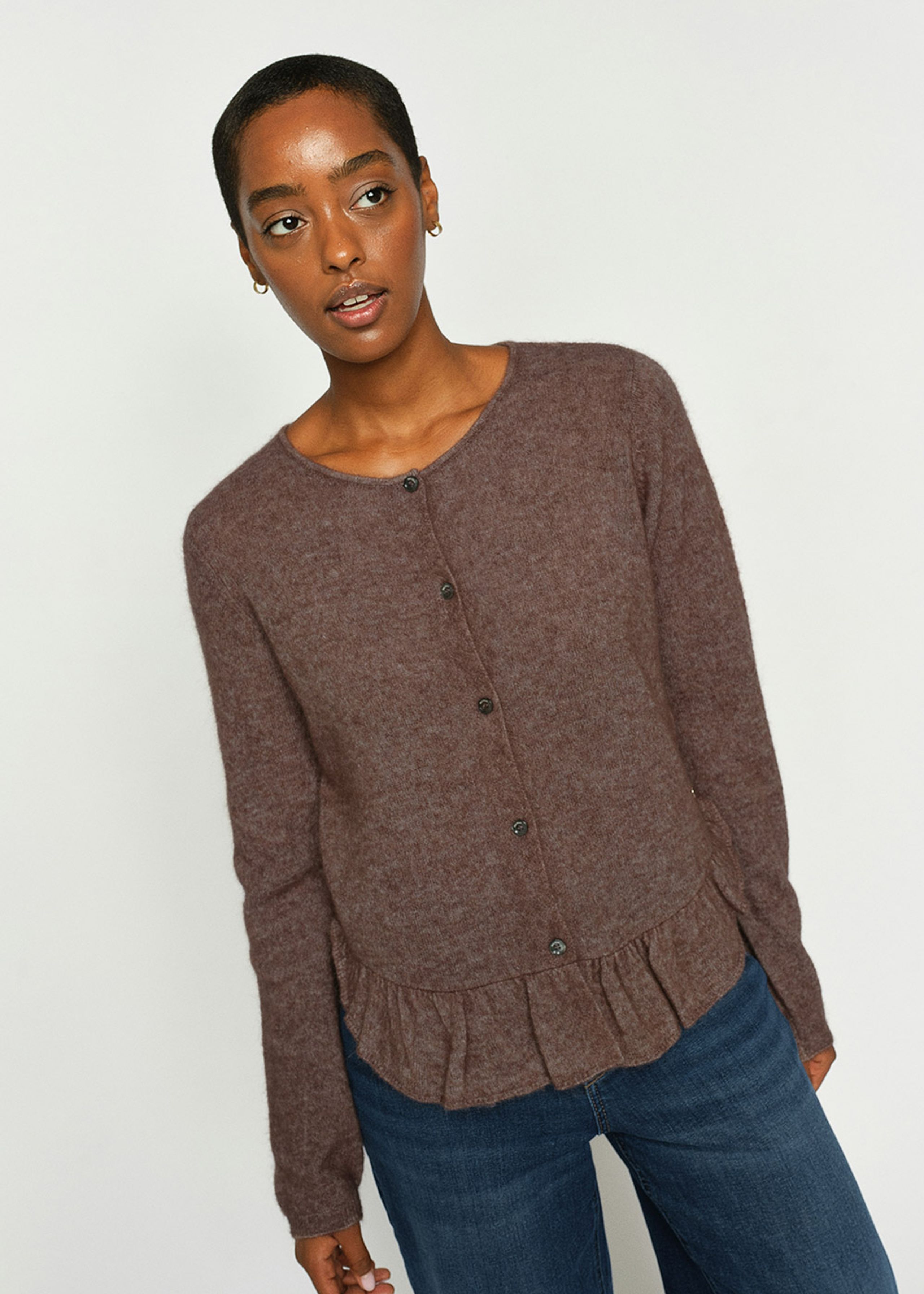 Mos Mosh - Cardigan - MMMape Alice Knit Cardigan - Coffee Quartz