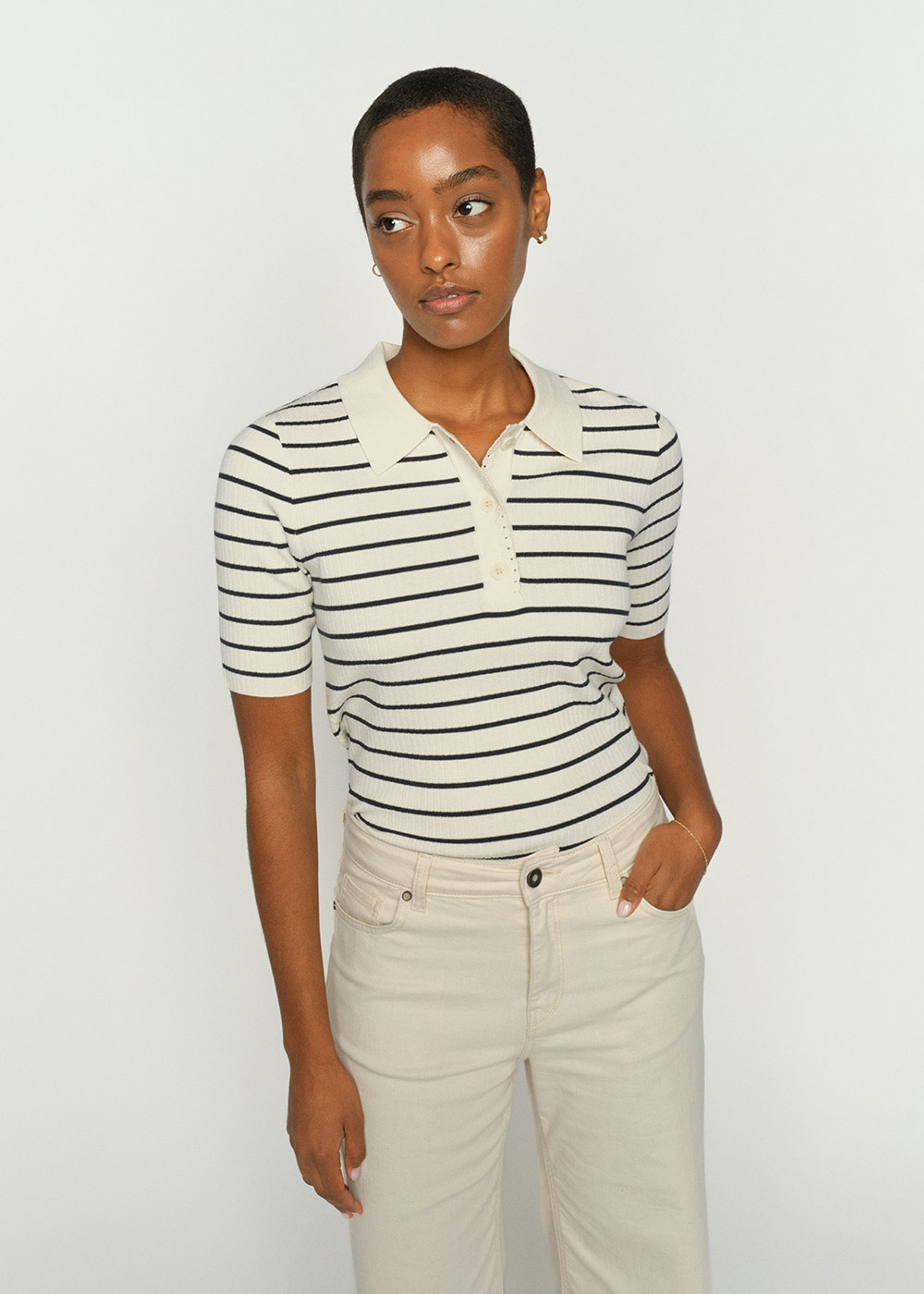 Mos Mosh - Polo - MmCaliz Stripe Ss Knit - Salute Navy