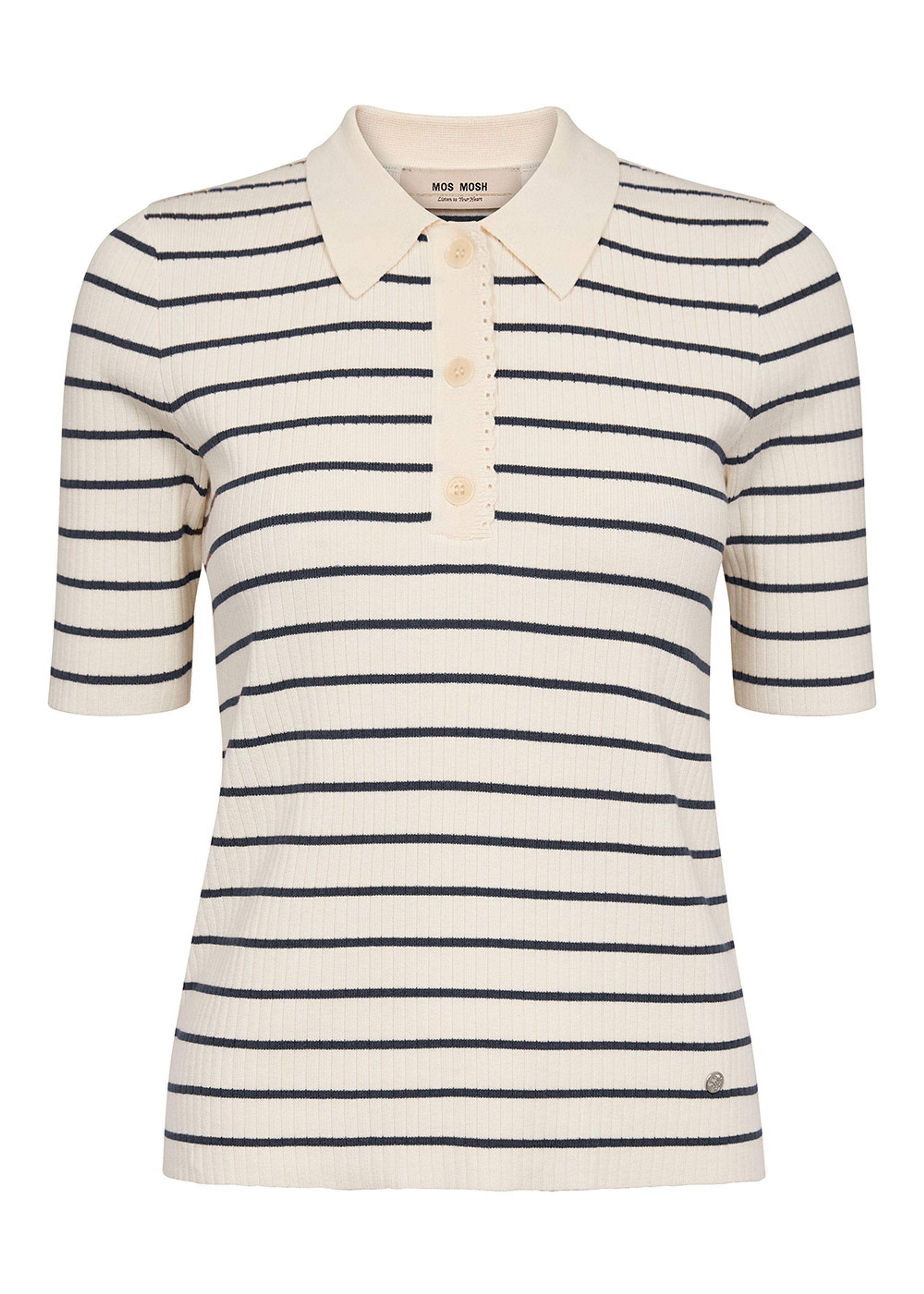 Mos Mosh - Polo - MmCaliz Stripe Ss Knit - Salute Navy