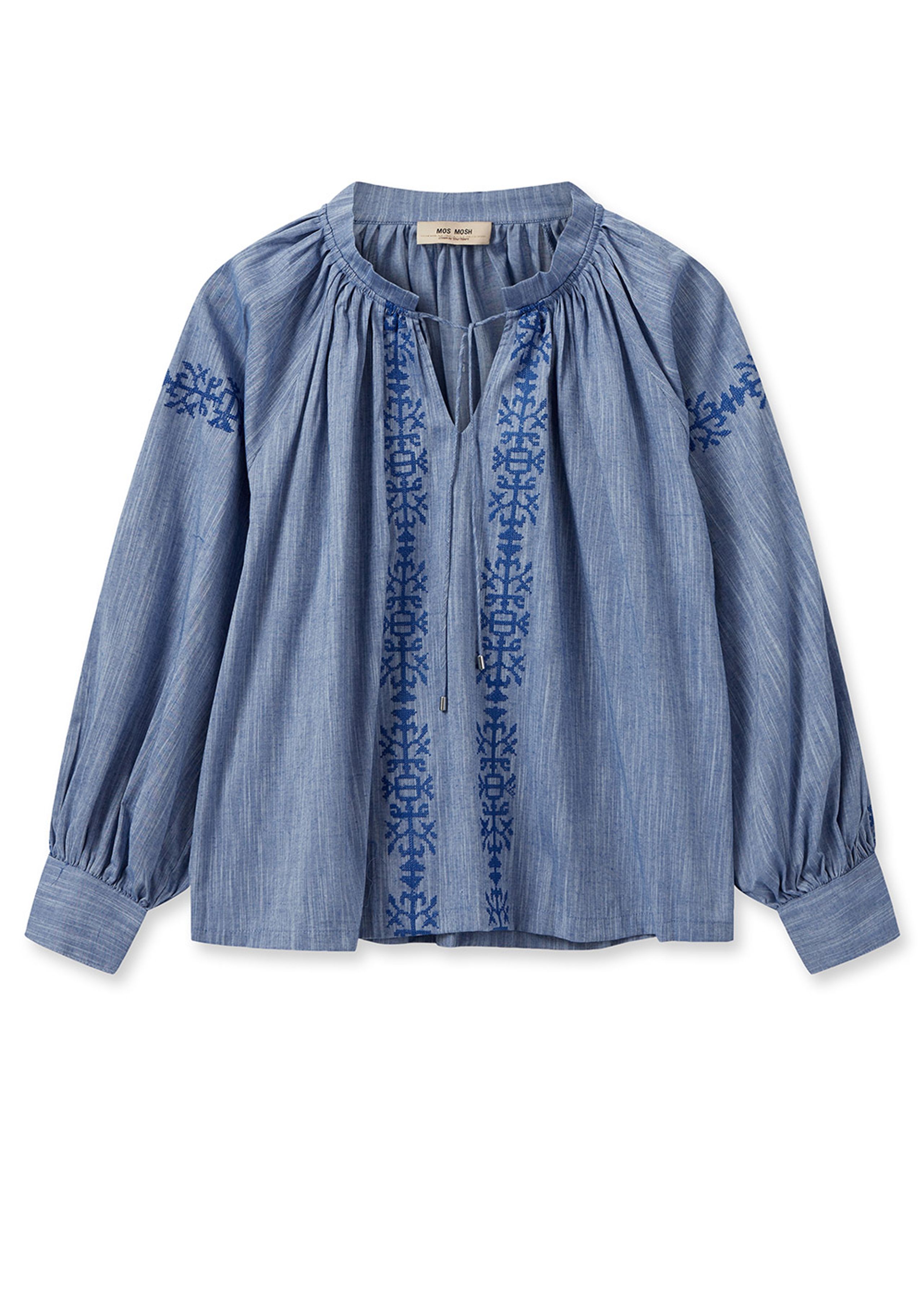 Mos Mosh - Overhemden - MMTessa Embroidery Shirt - Blue Shadow