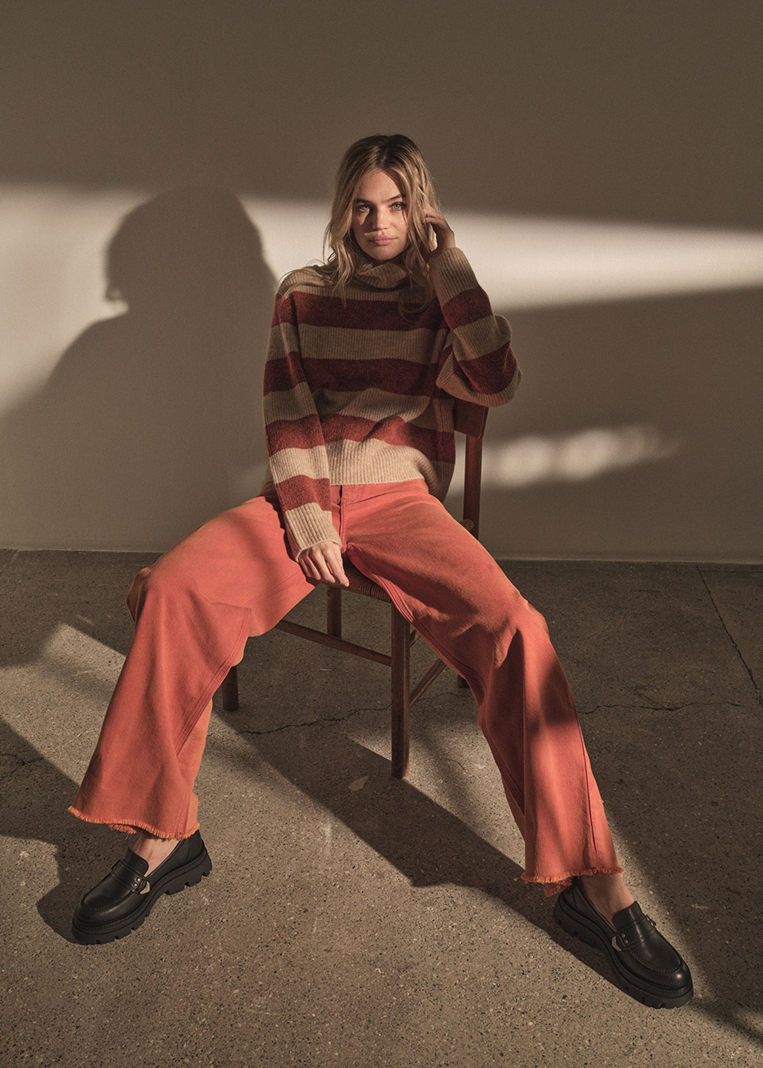 Mos Mosh - Knit - MMAidy Thora Stripe Rollneck Knit - Burnt Ochre