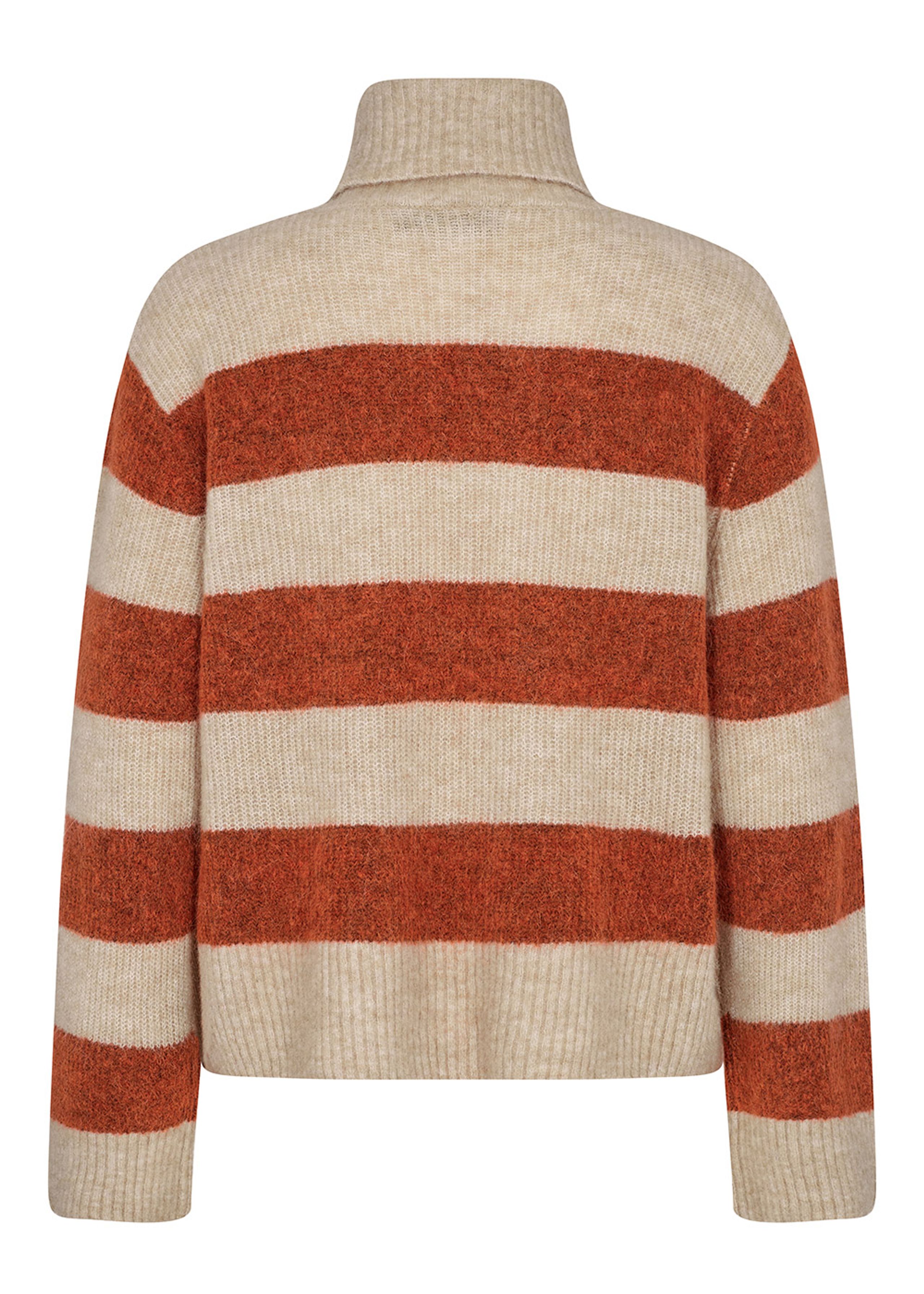 Mos Mosh - Knit - MMAidy Thora Stripe Rollneck Knit - Burnt Ochre