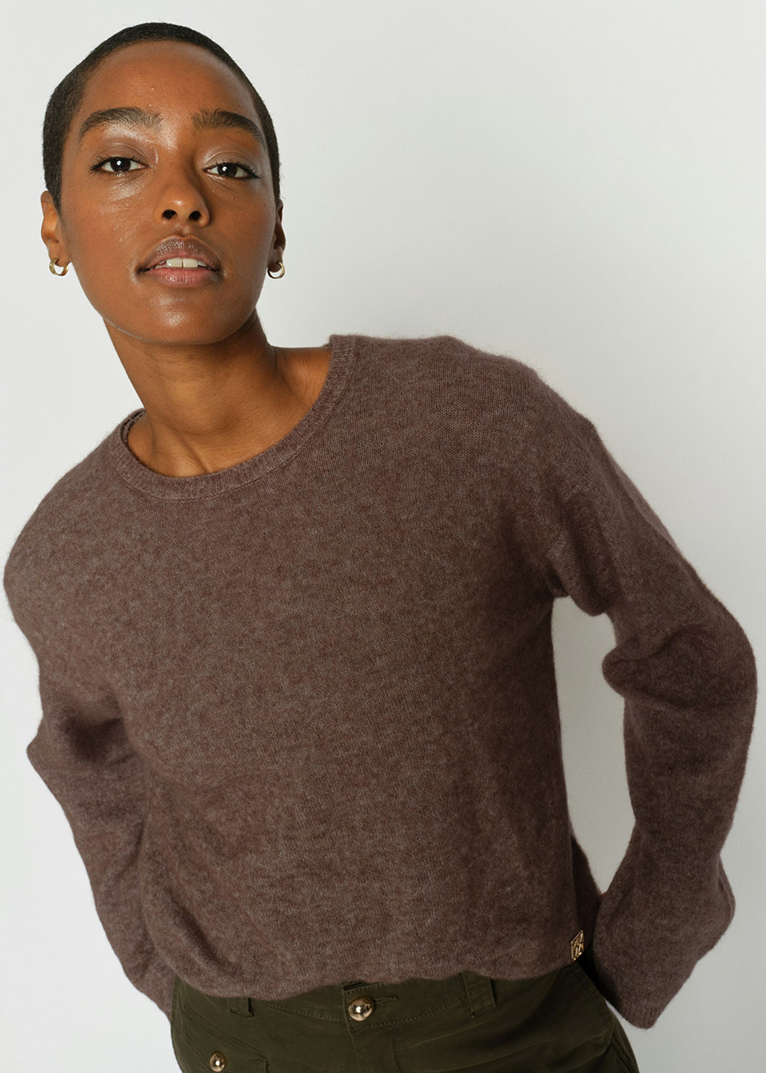 Mos Mosh - Knit - MMMape O-neck Knit - Coffee Quartz