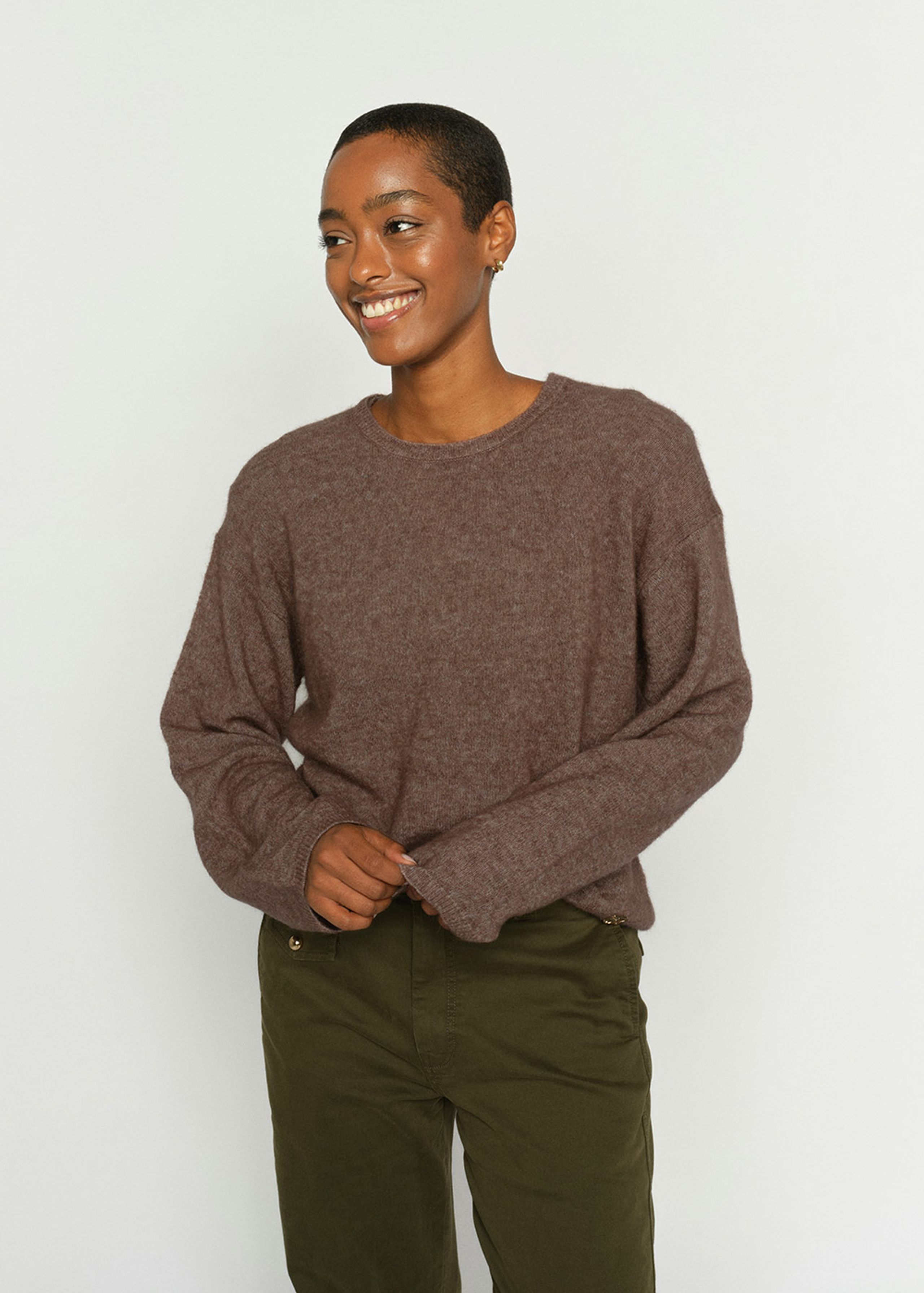 Mos Mosh - Knit - MMMape O-neck Knit - Coffee Quartz