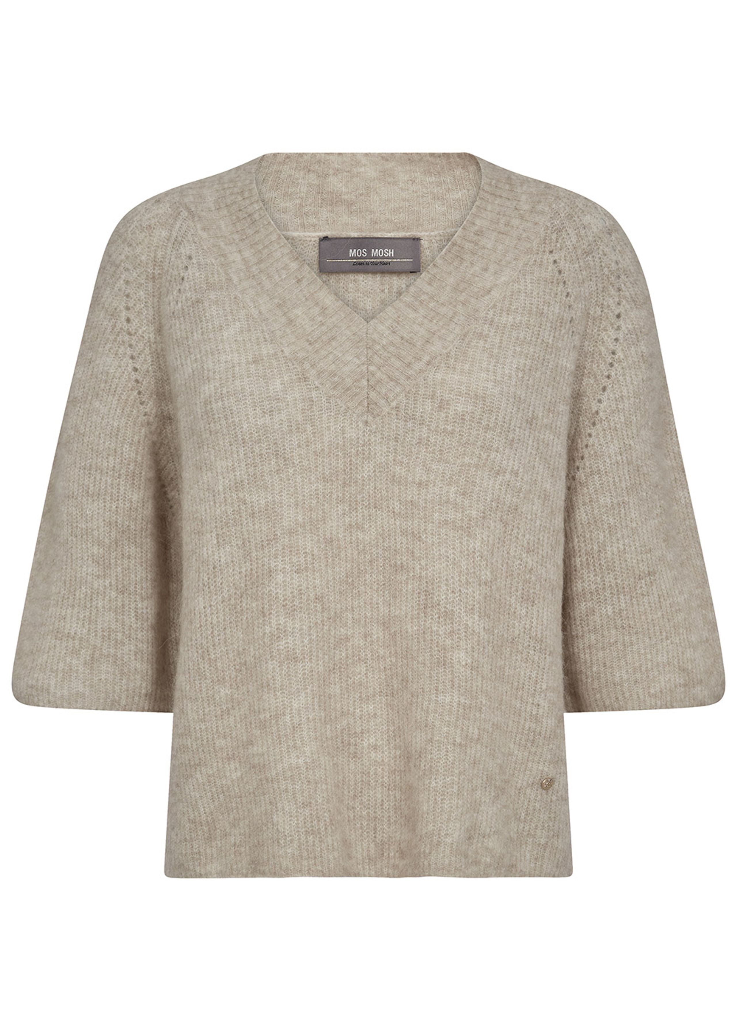 Mos Mosh - Pletené - MMTaci 3/4 V-neck Knit - Feather Gray