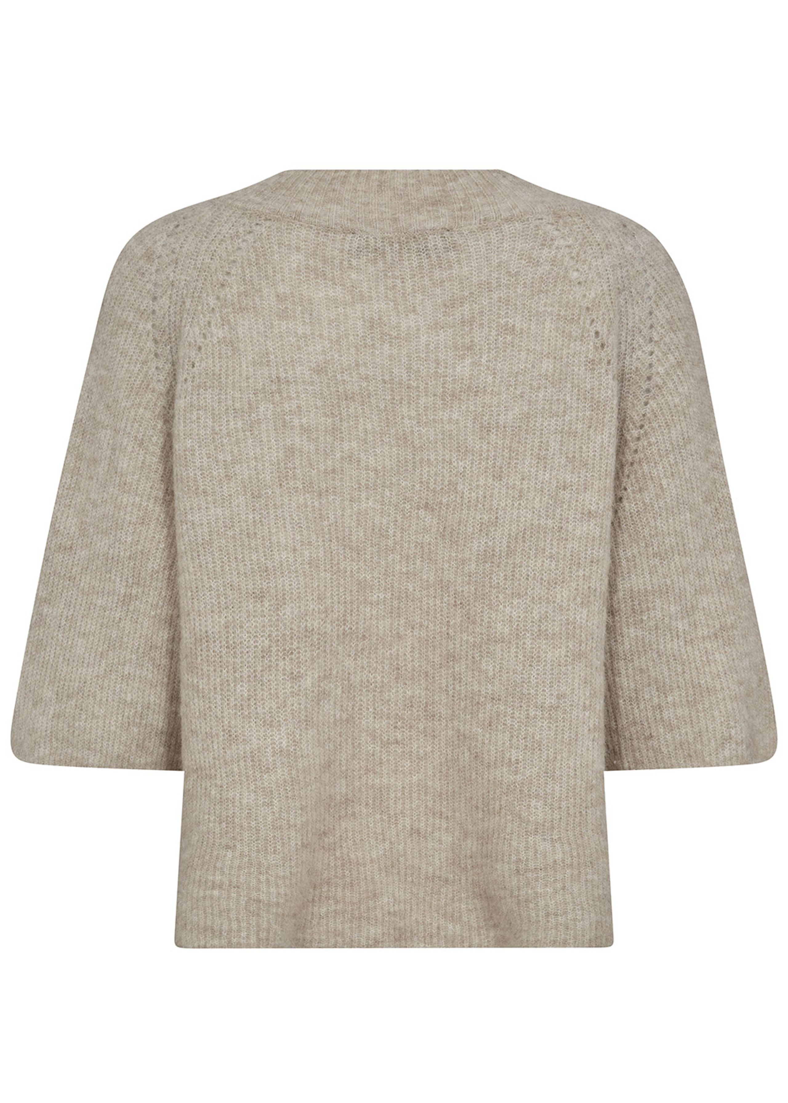 Mos Mosh - Pletené - MMTaci 3/4 V-neck Knit - Feather Gray