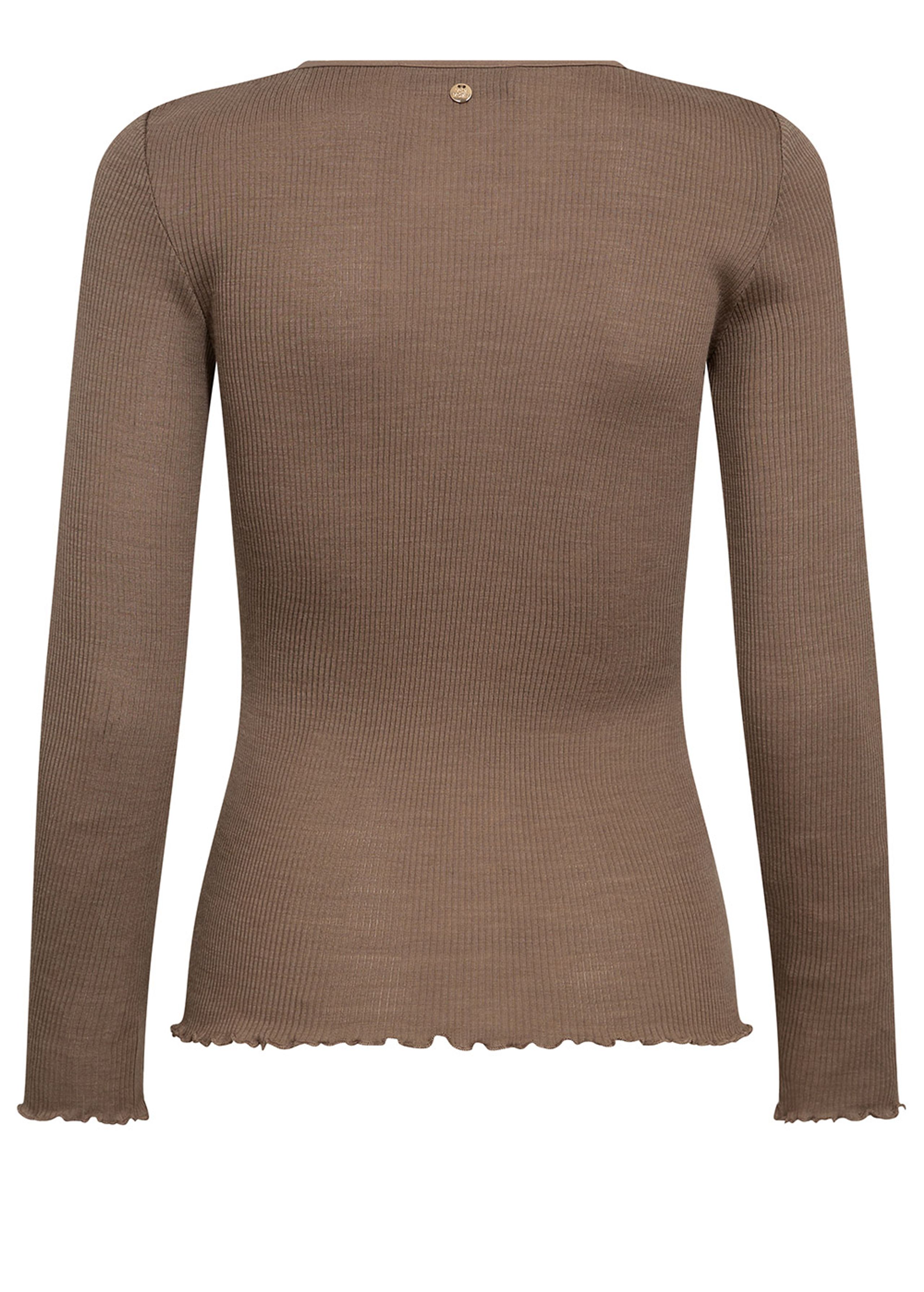 Mos Mosh - T-Shirt - MMElaine O-LS Seamless Tee - Pine Bark