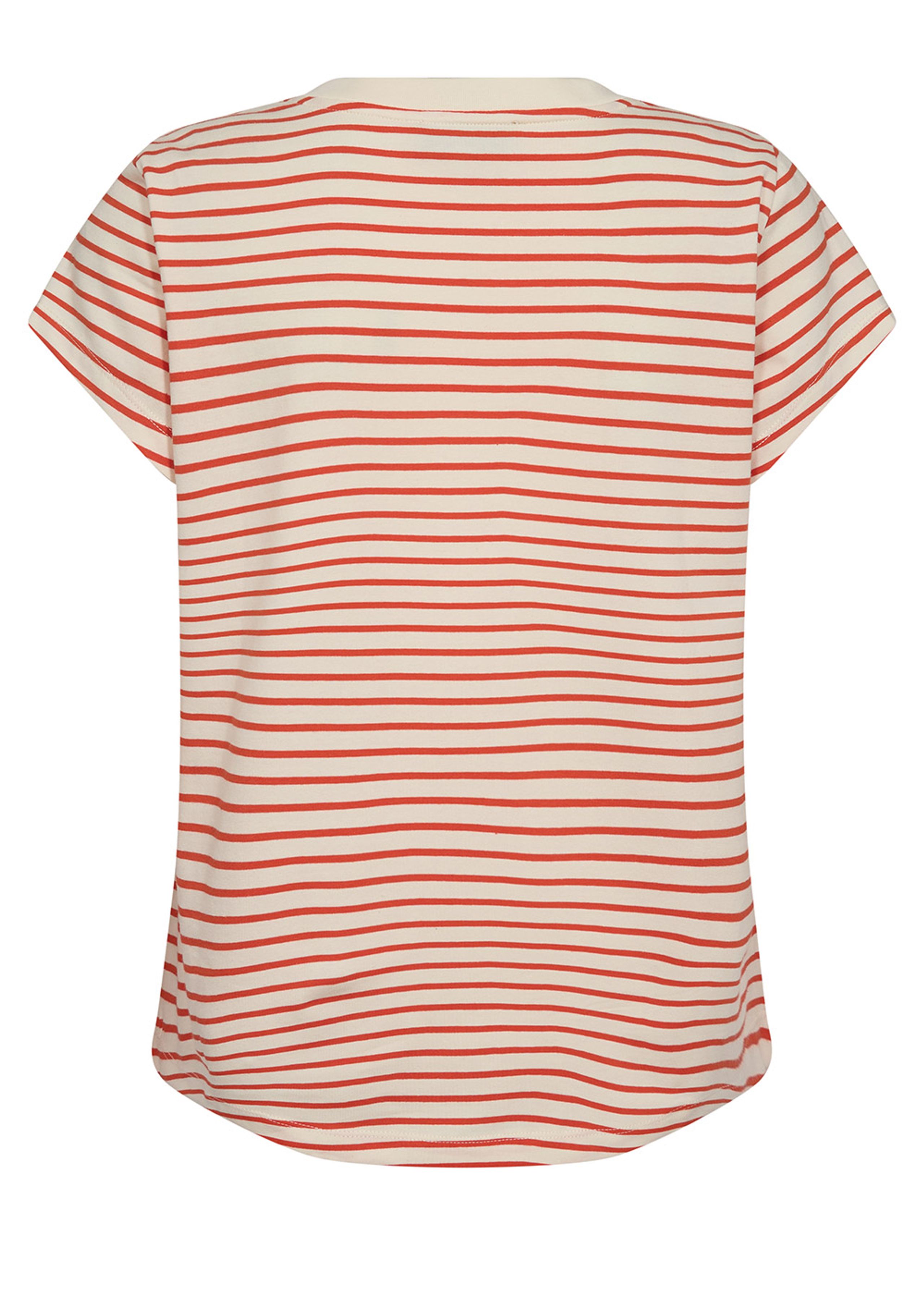 Mos Mosh - T-shirt - MMKala V-SS Stripe Tee - Spicy Orange