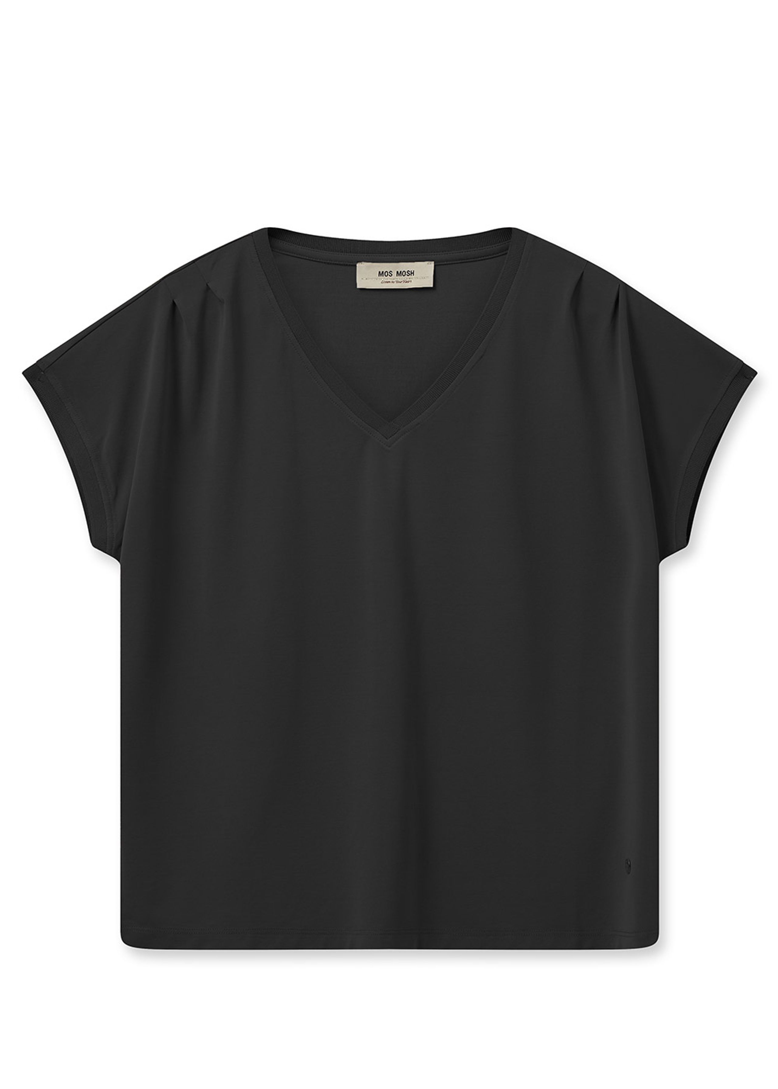 Mos Mosh - T-Shirt - MMTekis V-neck Tee - Black