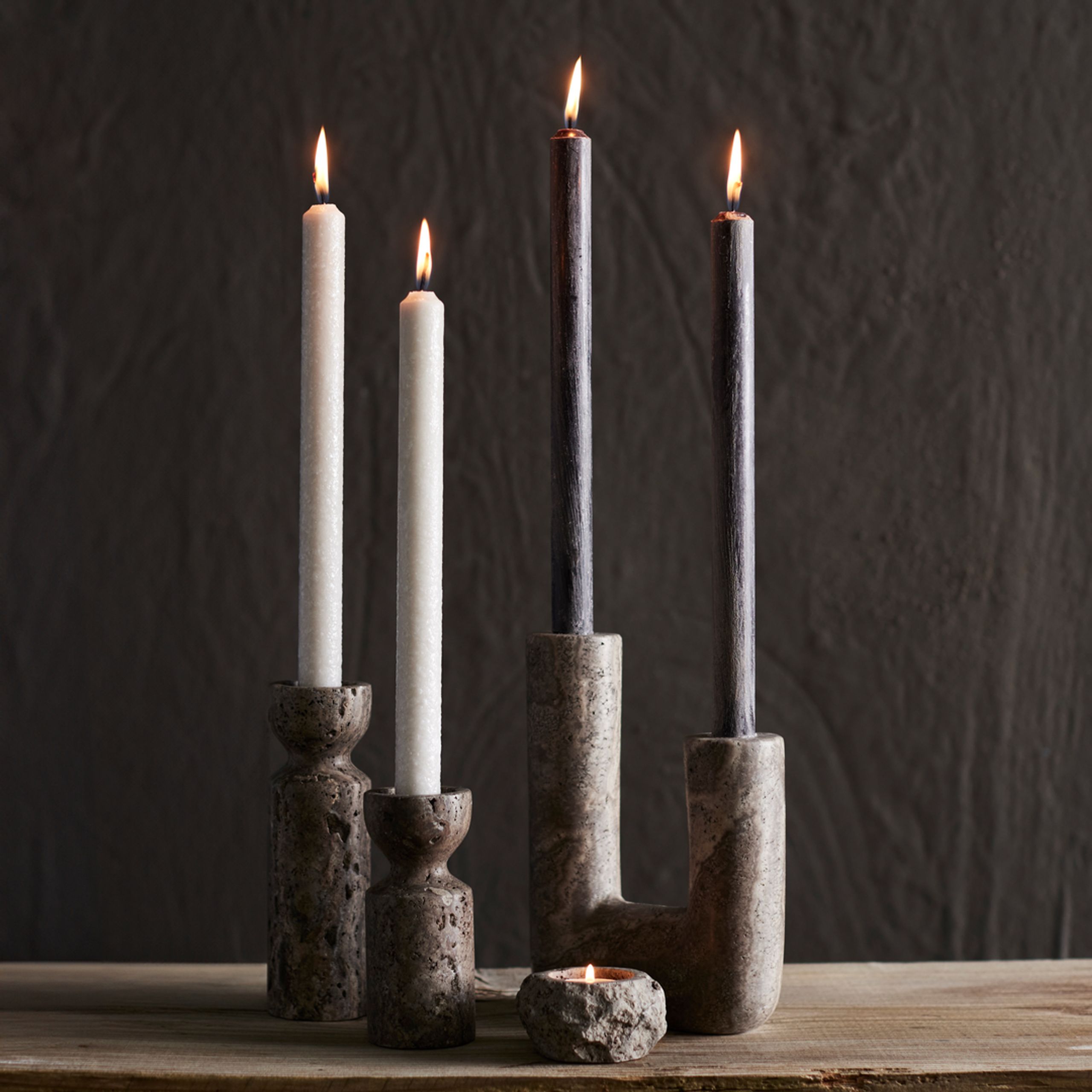 MUUBS - Kerzenhalter - Multi Candleholder Minerva - Titanium - 2 pieces