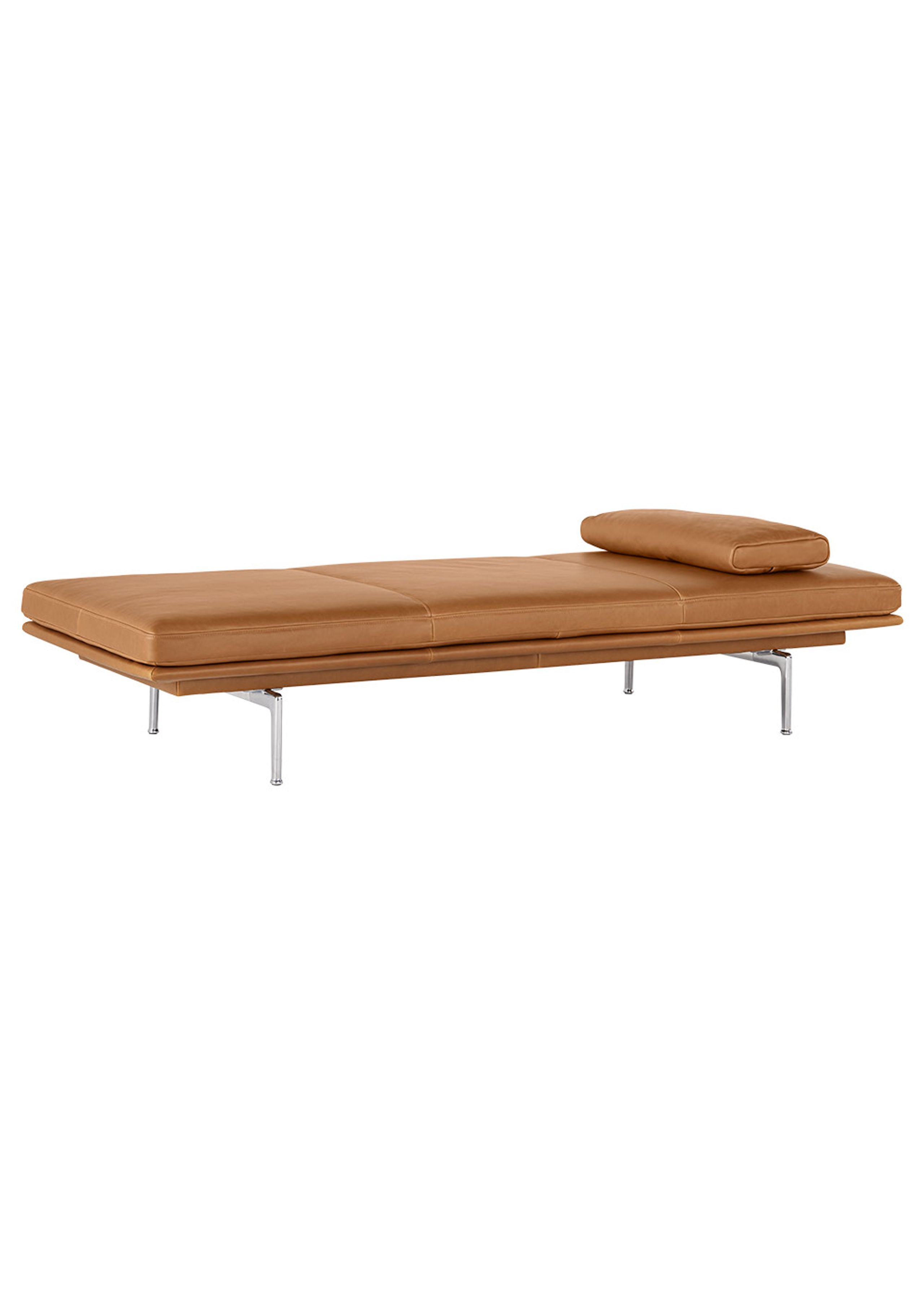 Muuto - Lit de jour - Outline Daybed - Frame: Polished Aluminium / Fabric: Cognac Refine Leather w. Cushion