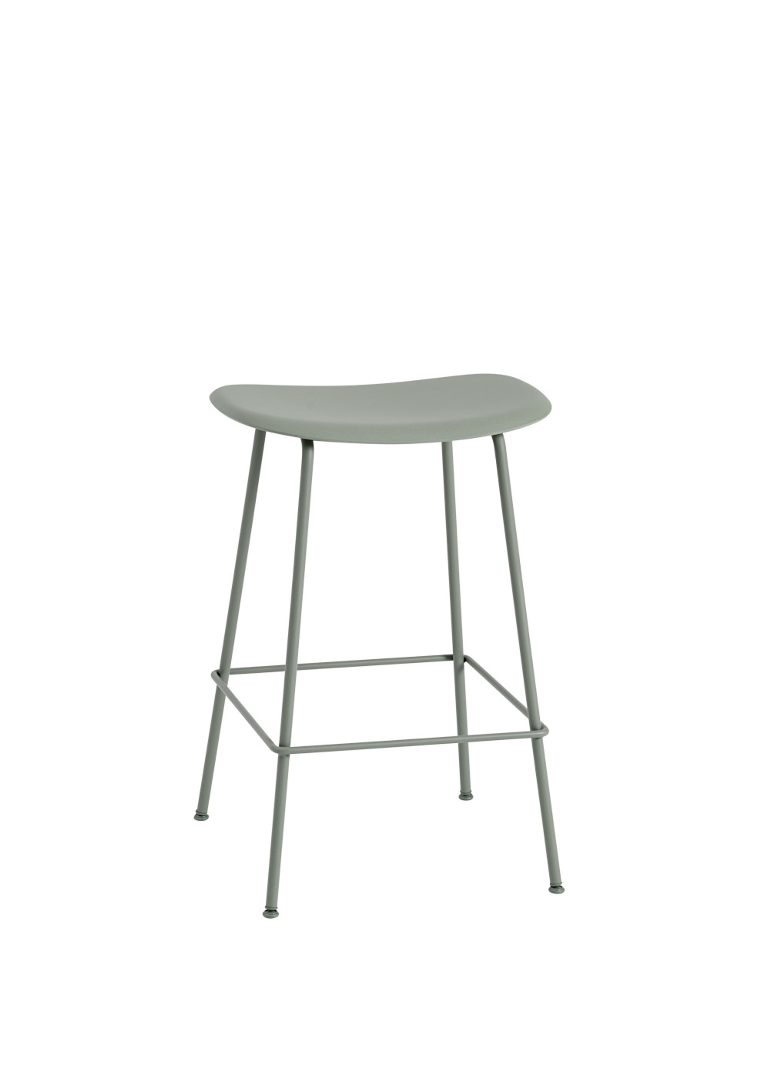 Muuto - Pall - Fiber Bar Stool - Tube Base - Dusty Green/Green Base