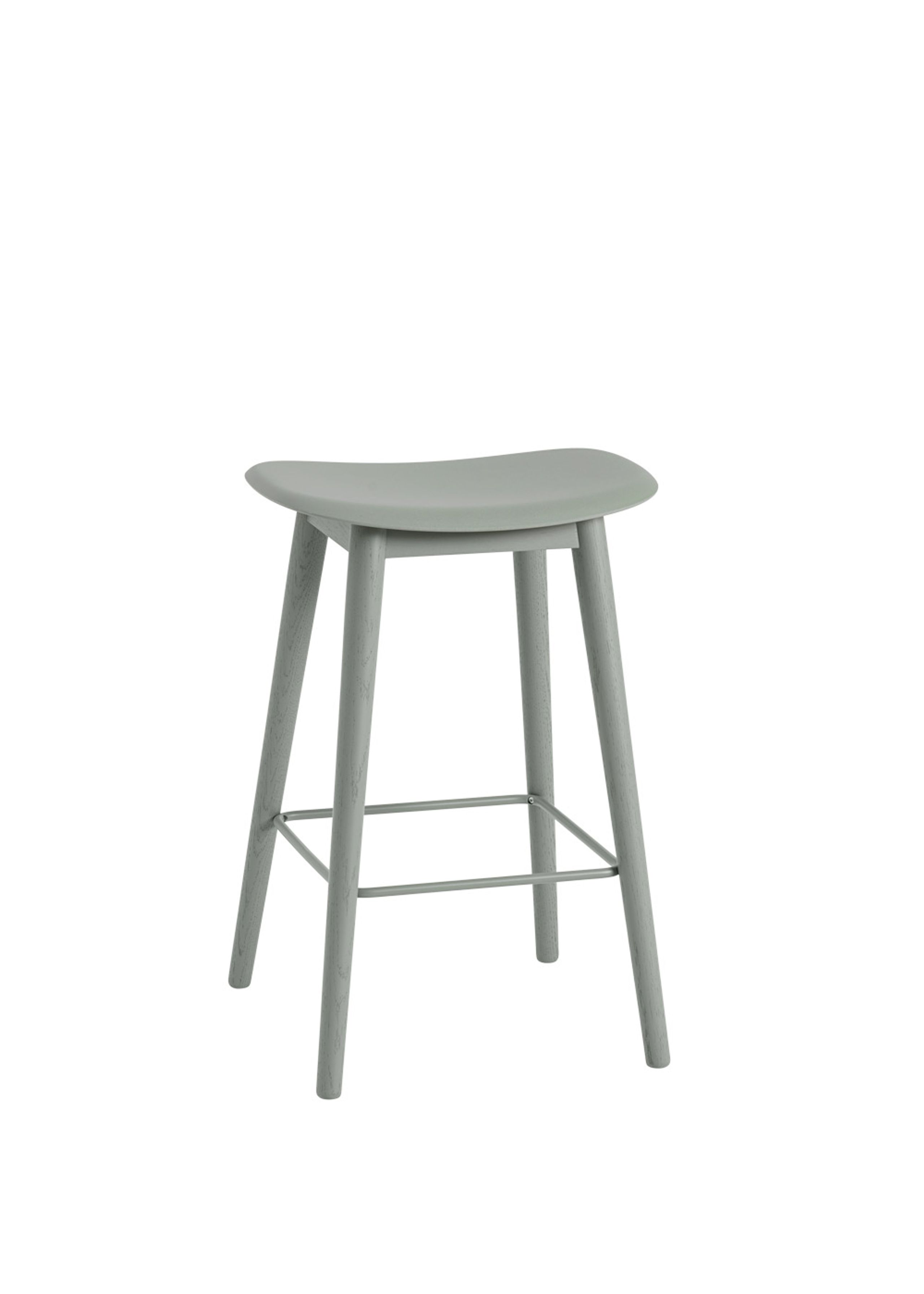 Muuto - Pall - Fiber Bar Stool - Wood Base - Dusty Green/Green Base
