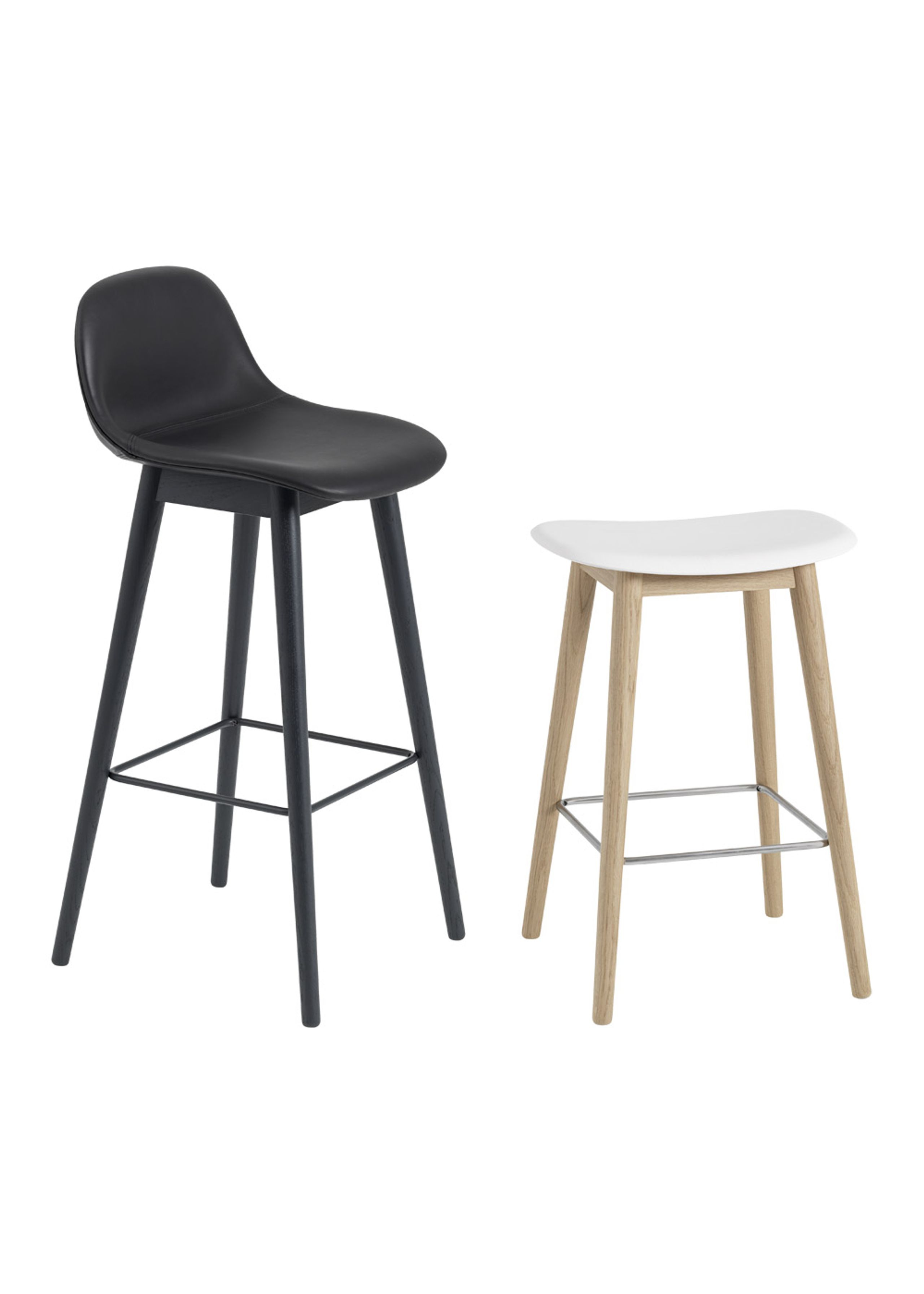 Muuto - Stołek - Fiber Bar Stool - Wood Base - Grey/Grey Base