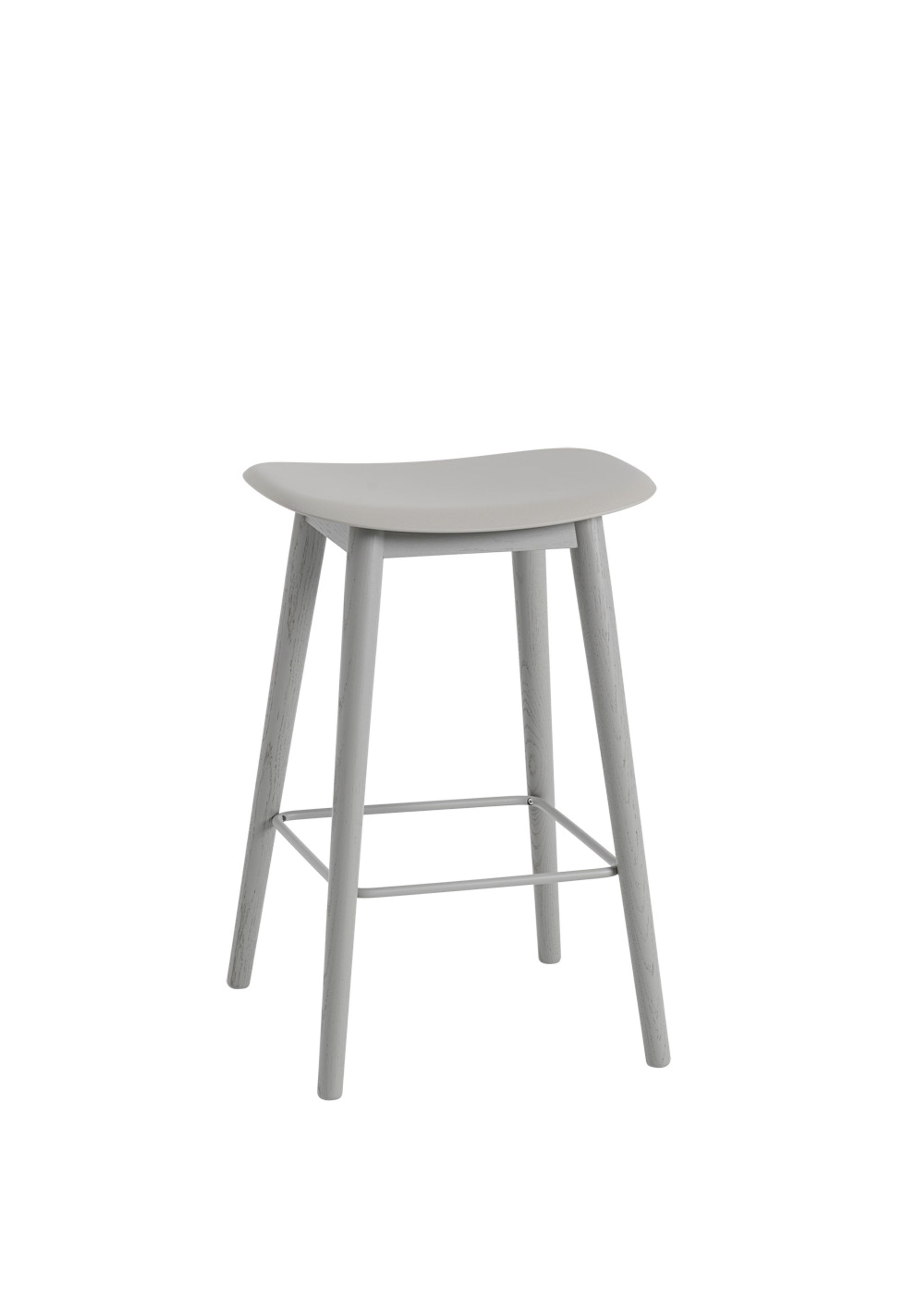 Muuto - Stołek - Fiber Bar Stool - Wood Base - Grey/Grey Base