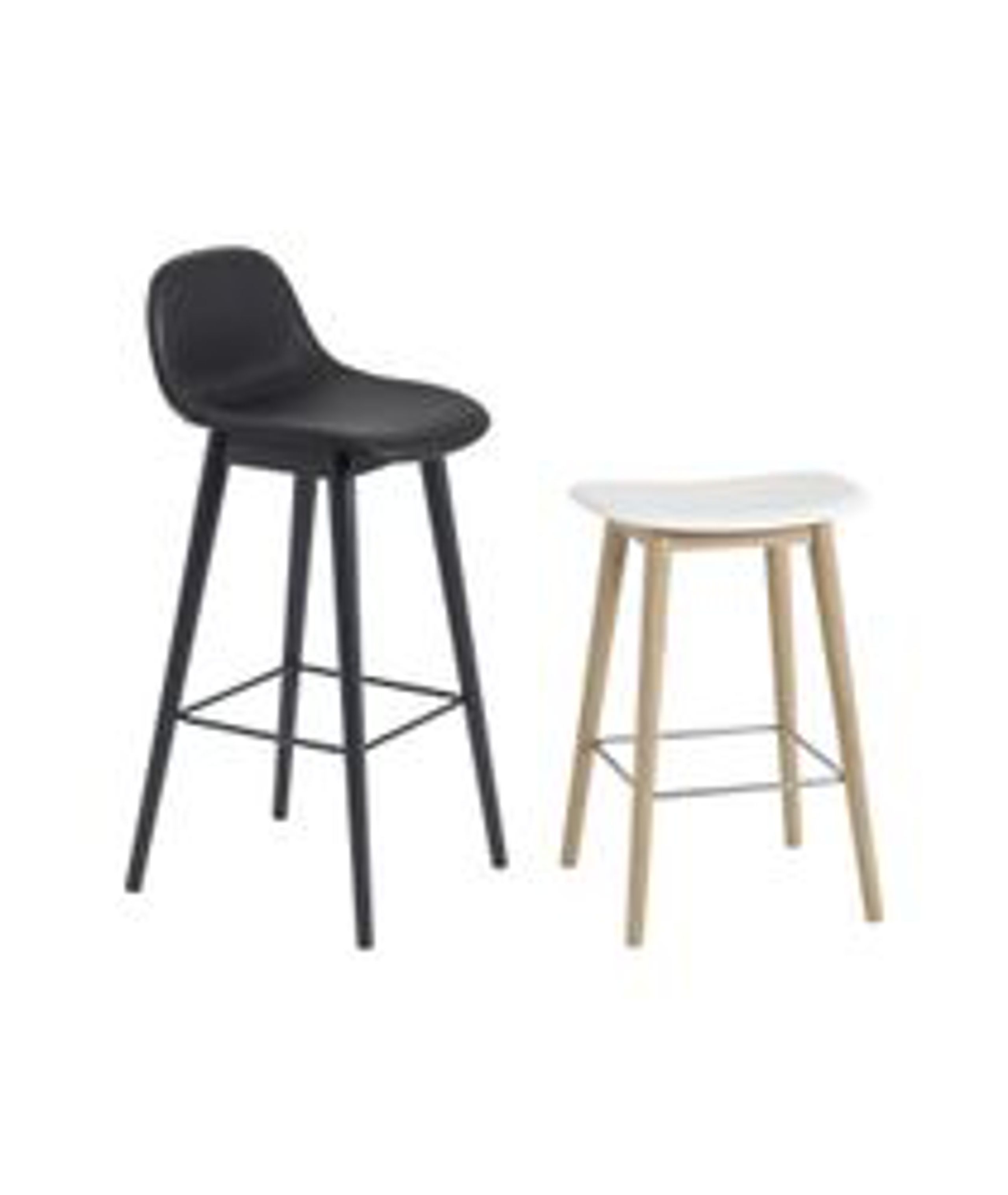 Muuto - Hocker - Fiber Bar Stool - Wood Base - White/Oak