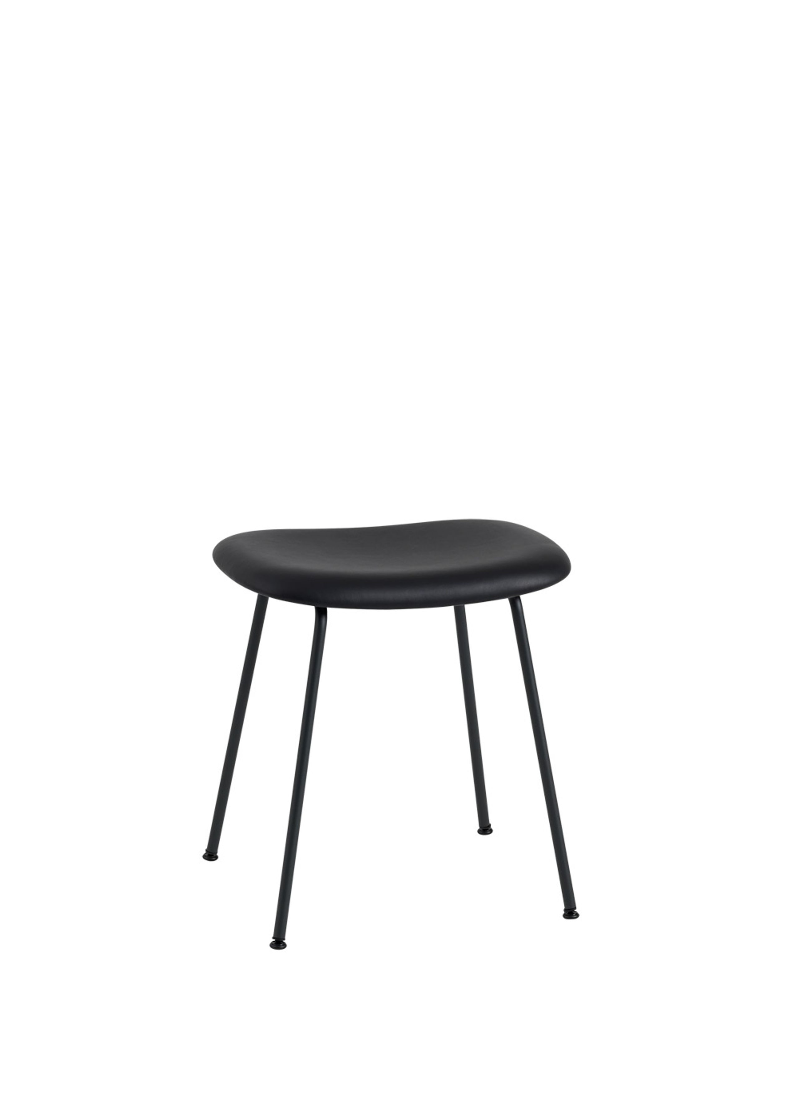 Muuto - Pall - Fiber Stool - Tube Base - Silk Leather - Black/Black