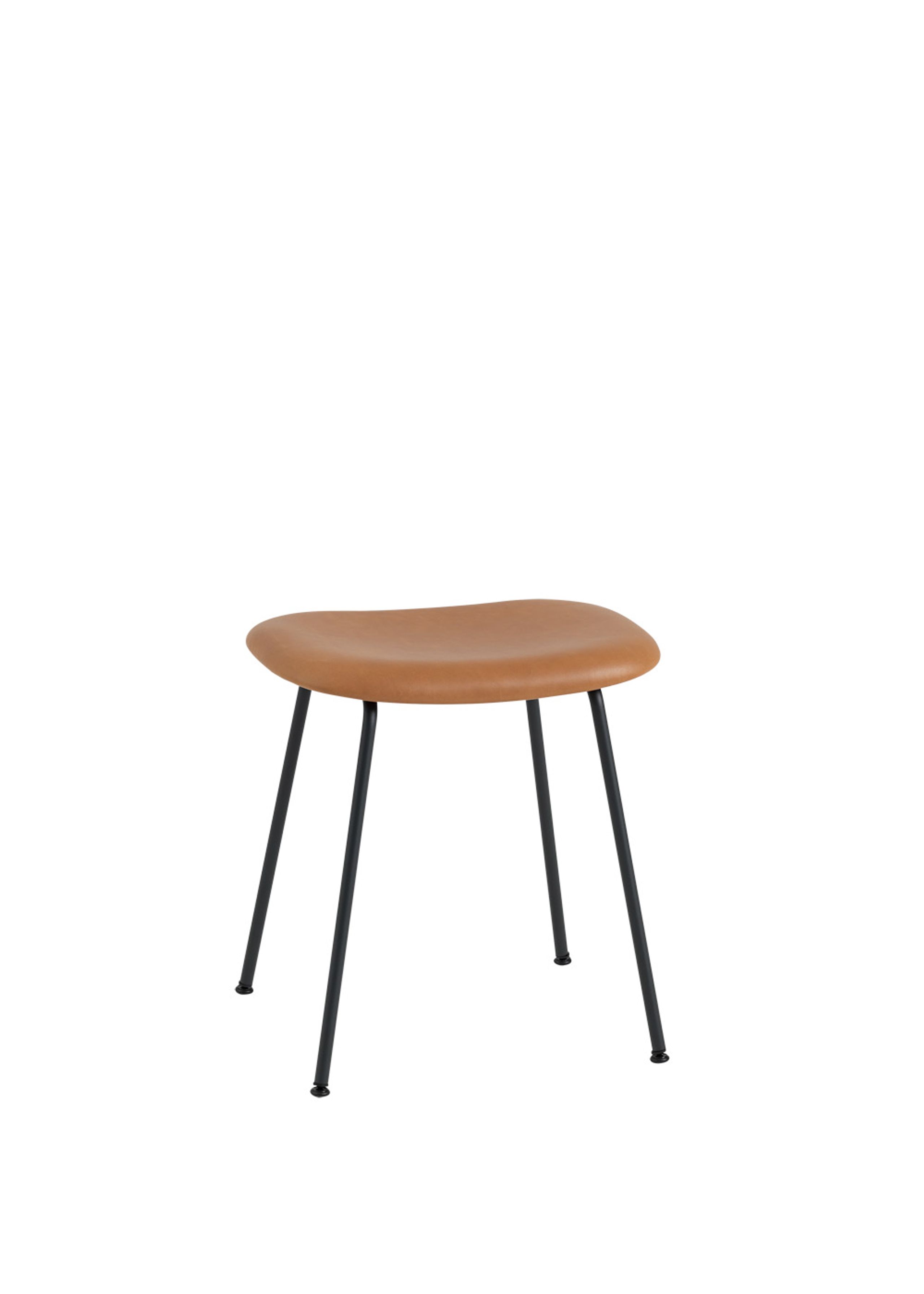 Muuto - Stool - Fiber Stool - Tube Base - Silk Leather - Cognac/Black