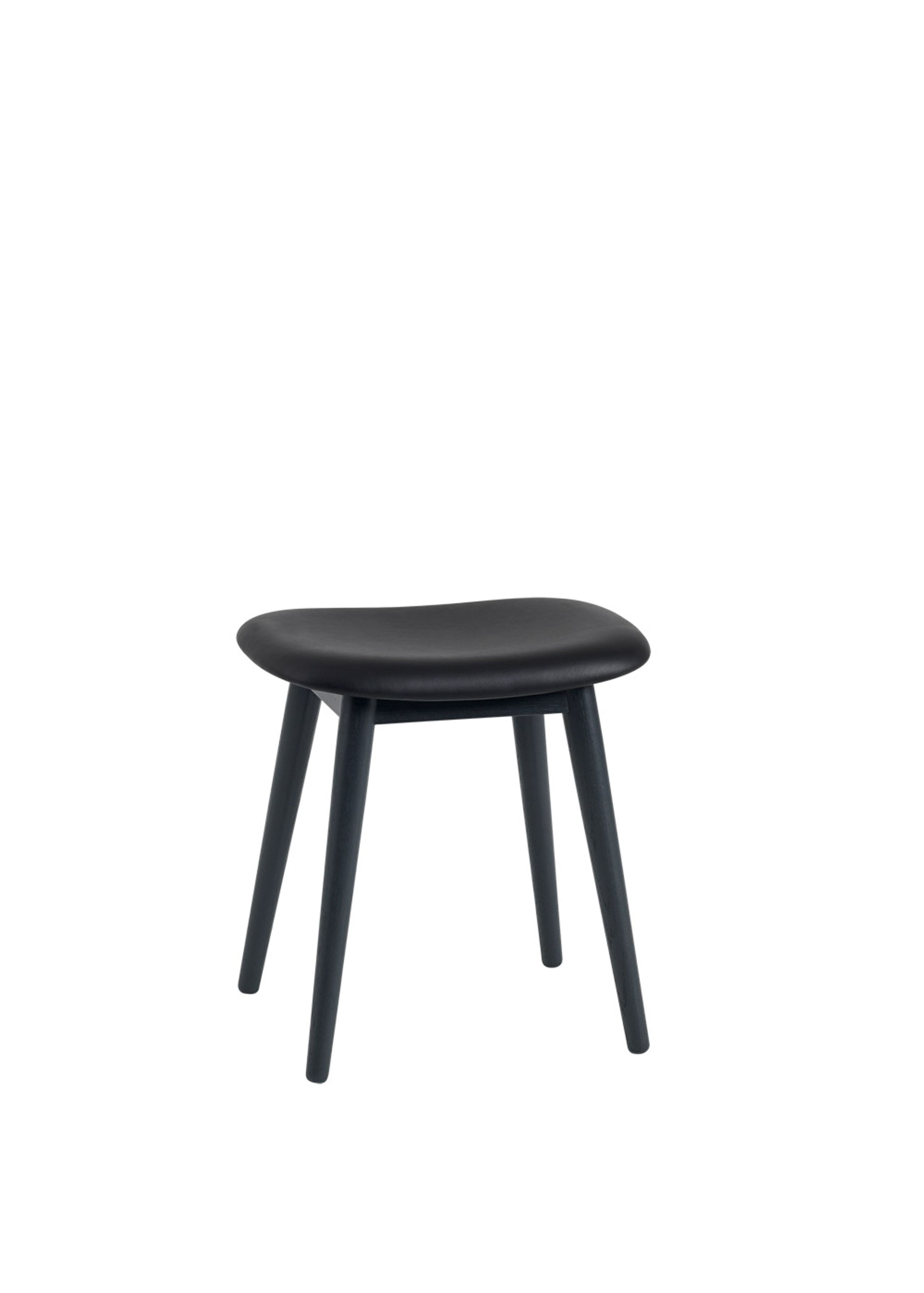 Muuto - Hocker - Fiber Stool - Wood Base - Silk Leather - Black/Black