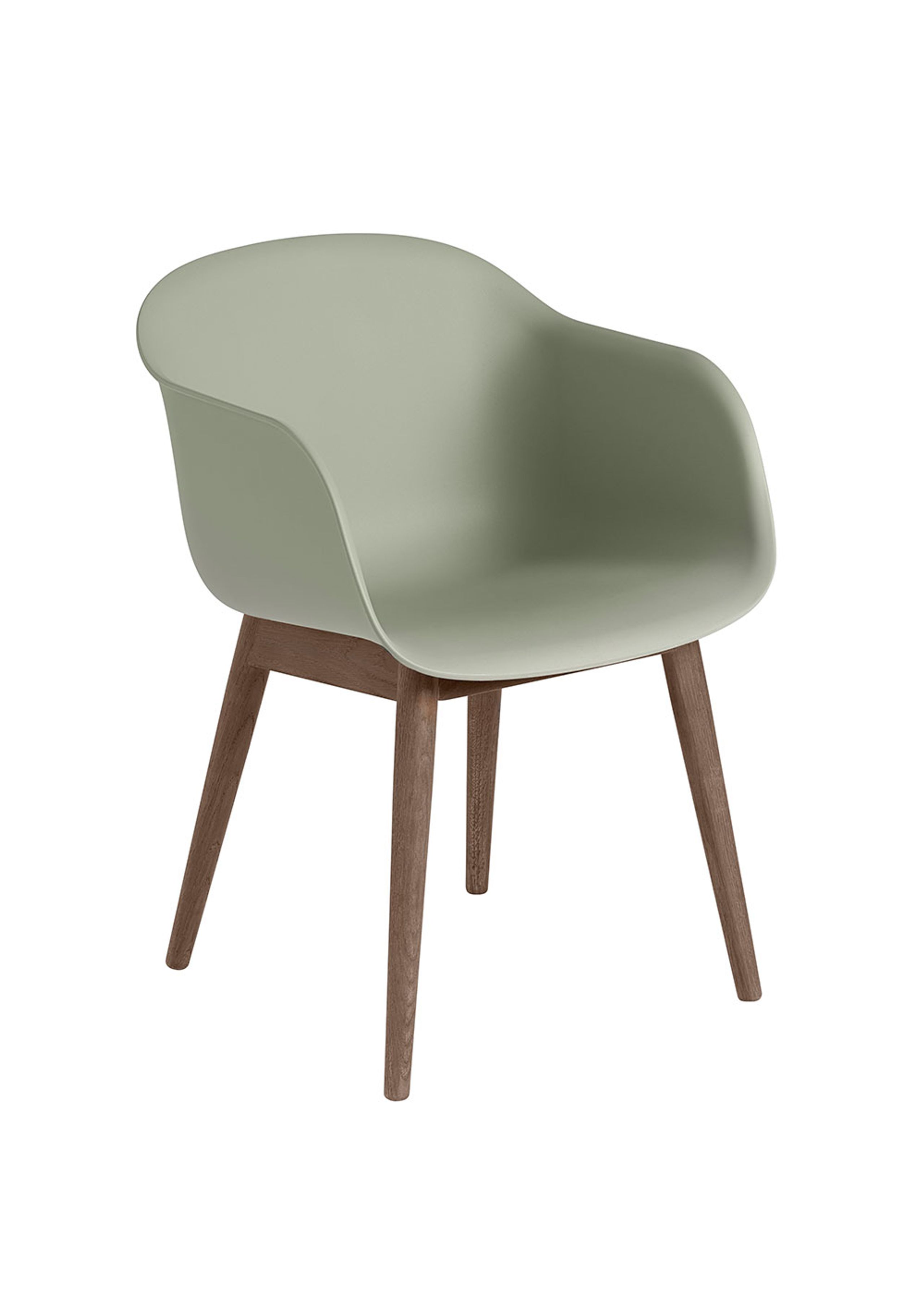 Muuto - Matstol - Fiber Chair - Wood Base - Dusty Green/Stained Dark Brown