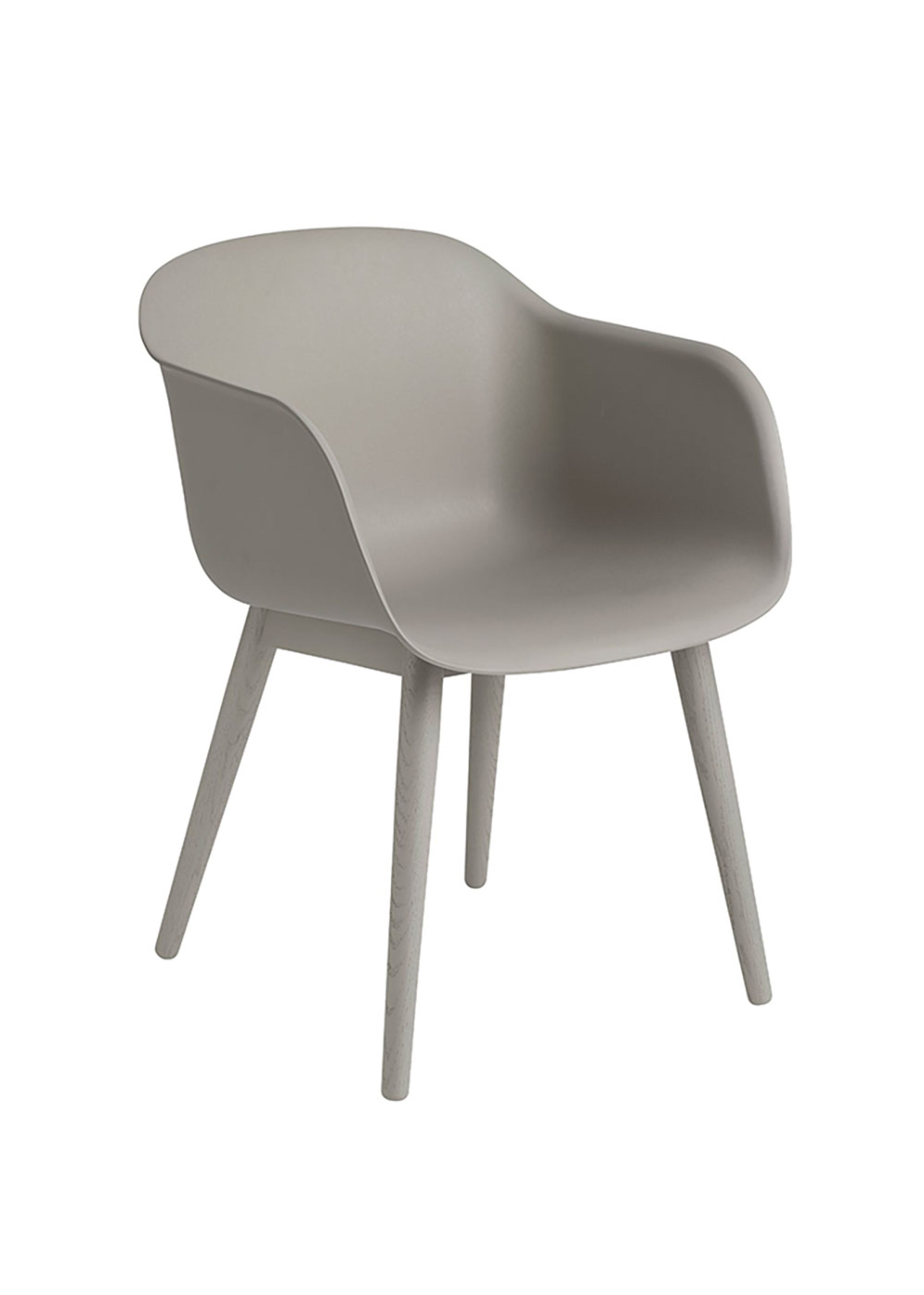 Muuto - Spisebordsstol - Fiber Chair - Wood Base - Grey/Grey
