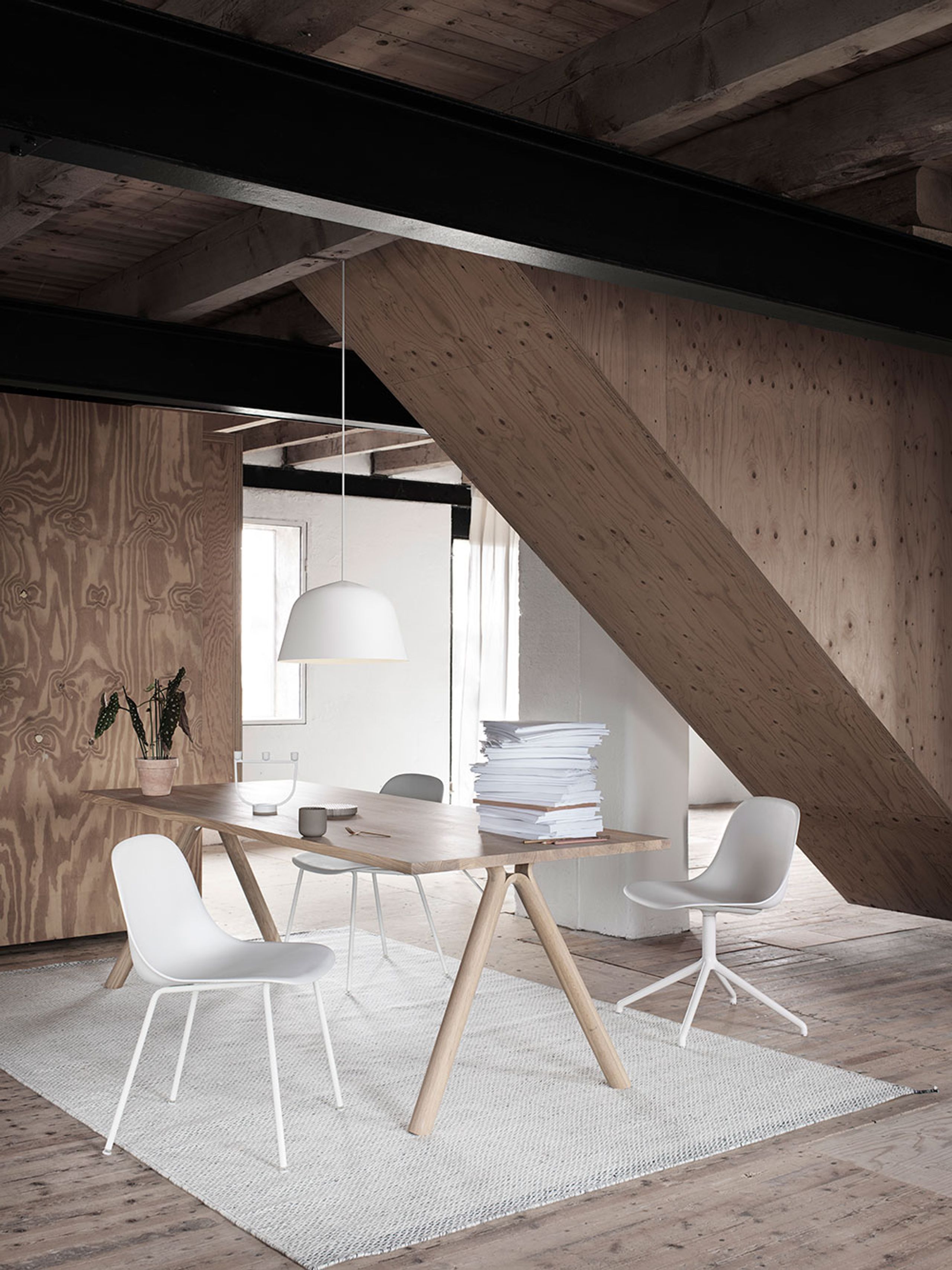 Muuto - Matstol - Fiber Side Chair - Swivel Base w/o Return - Balder 432/White