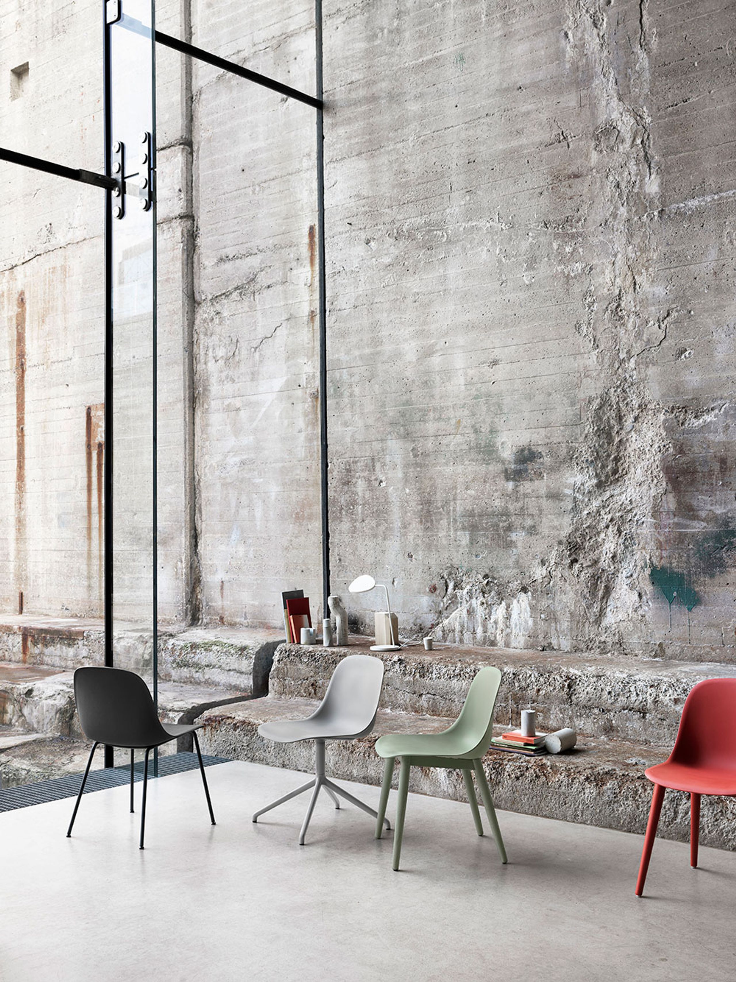 Muuto - Spisebordsstol - Fiber Side Chair - Swivel Base w/o Return - Remix 133/Grey