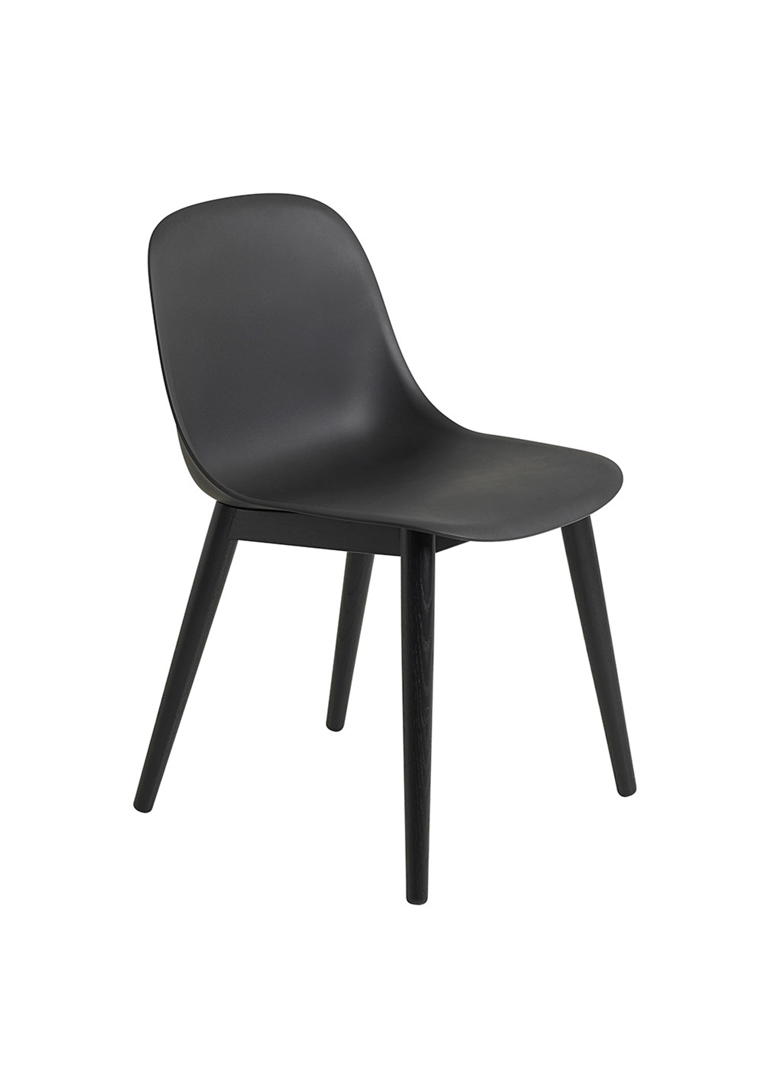 Muuto - Silla de comedor - Fiber Side Chair - Wood Base - Black/Anthracite Black