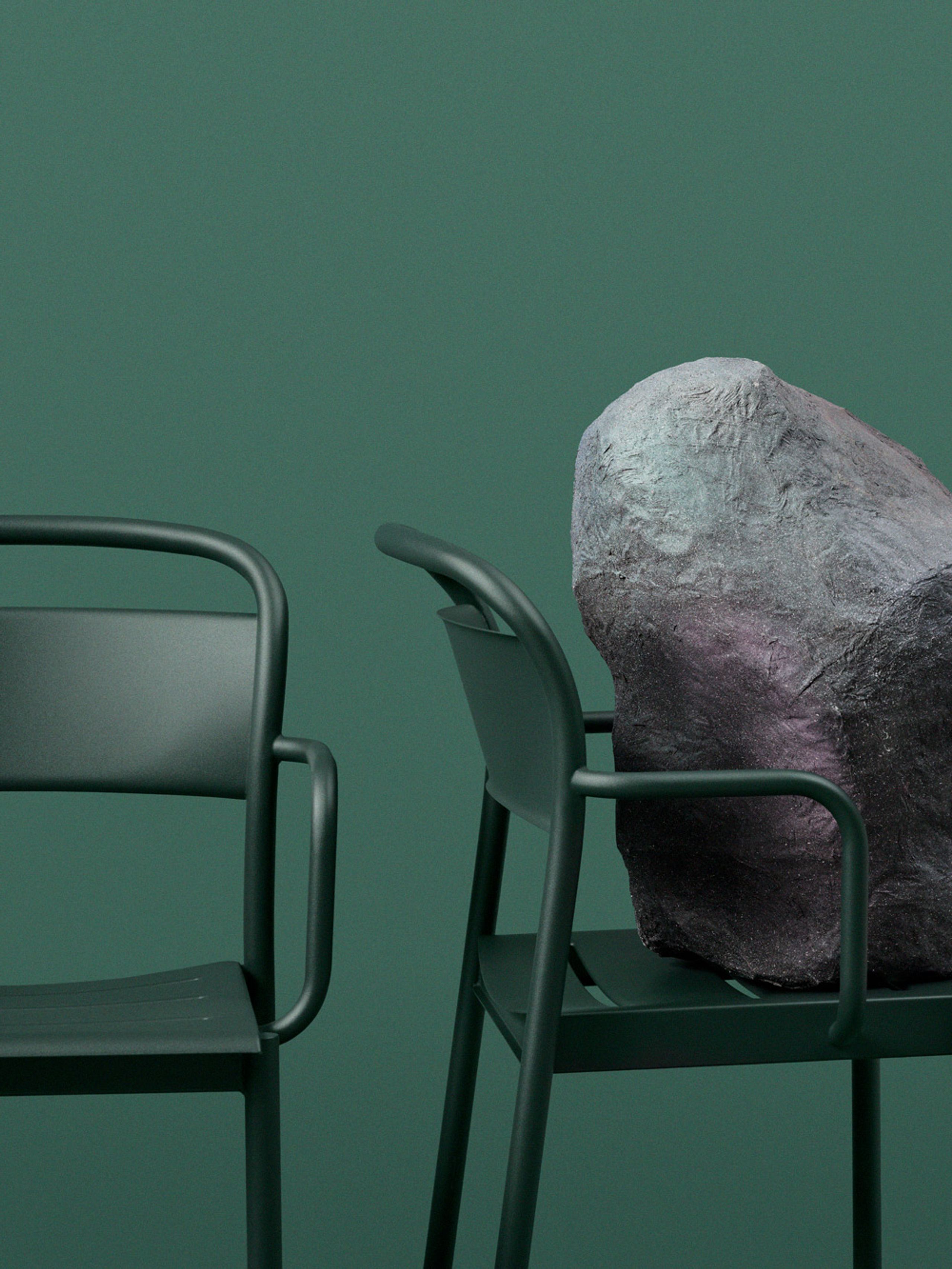 Muuto - Chaise - Linear Steel Armchair - Dark Green