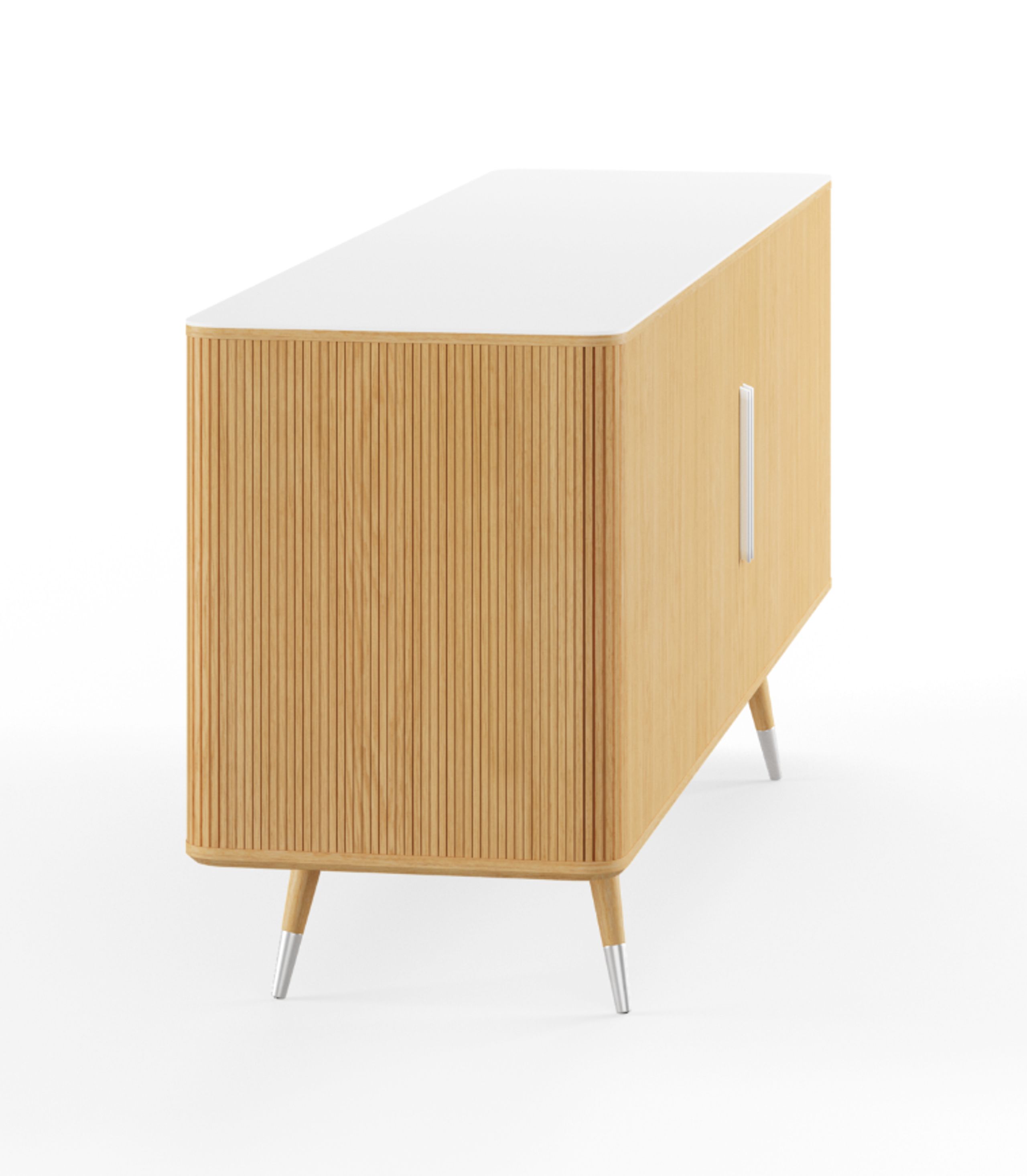 Naver Collection - Anrichte - TV-Cabinet w. White Corian Top / AK 2730 by Nissen & Gehl - White Corian / Oiled Oak w. Steel cap