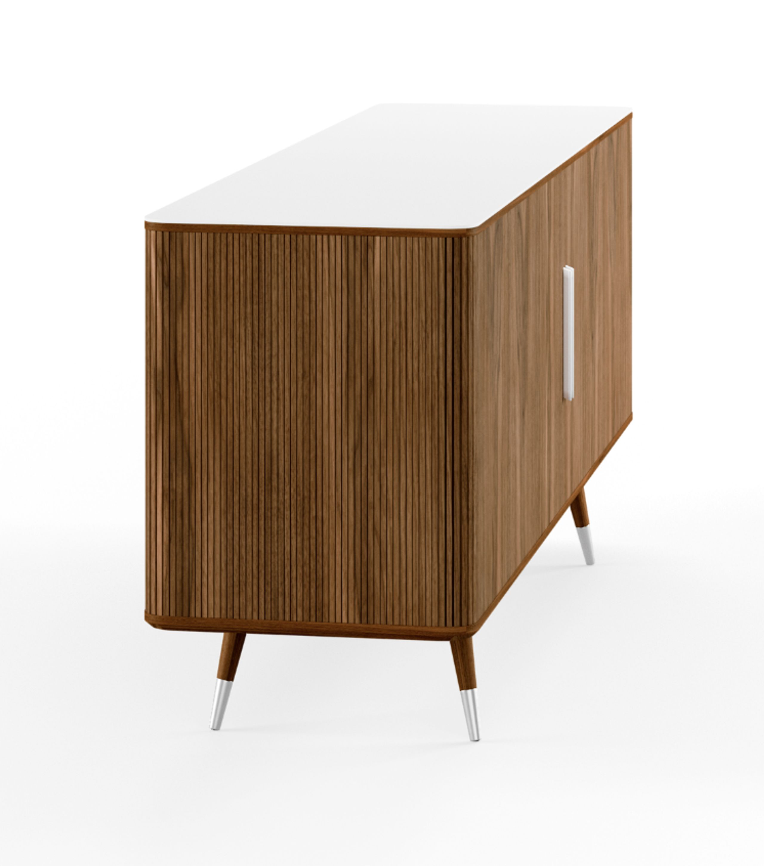 Naver Collection - Skænk - Sideboard w. White Corian Top / AK 2730 by Nissen & Gehl - White Corian / Oiled Walnut w. Steel cap