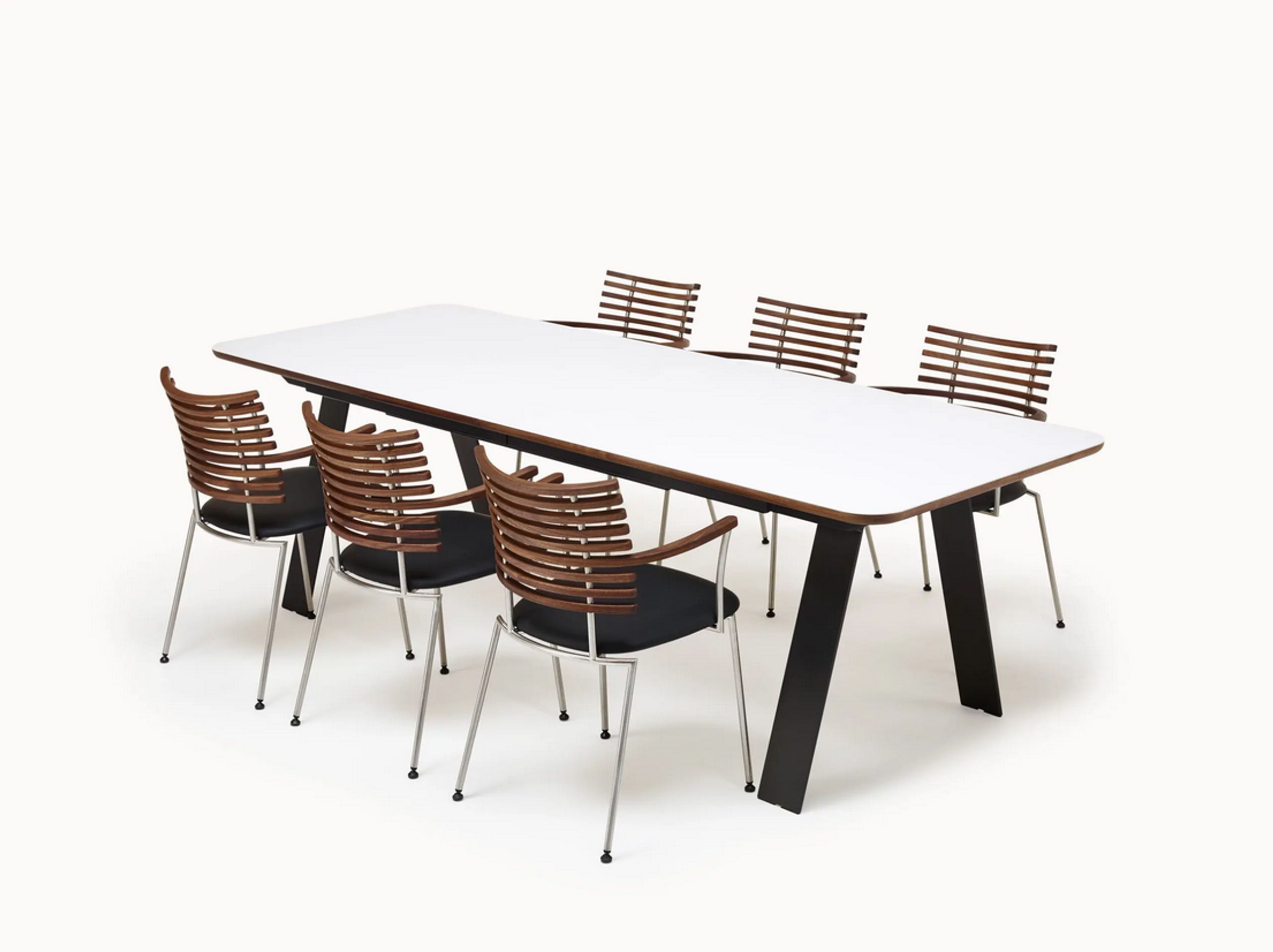 Naver Collection - Spisebord - Chess Table w. Corian Top Inkl. 1 Butterfly extension leaf / GM 3400 by Nissen & Gehl - Oiled Oak / Black powder coated steel