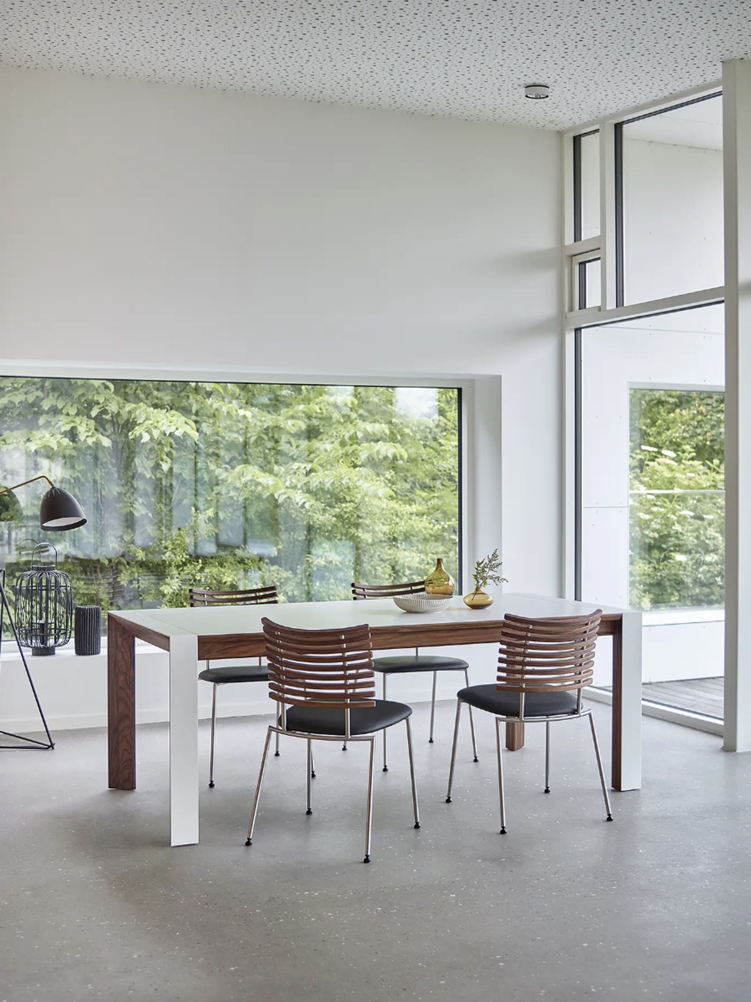 Naver Collection - Dining Table - Table w. White Corian Table Top & White Corian Legs Inkl. 1 Butterfly extension leaf / GM 7700 by Nissen & Gehl - Oiled Walnut