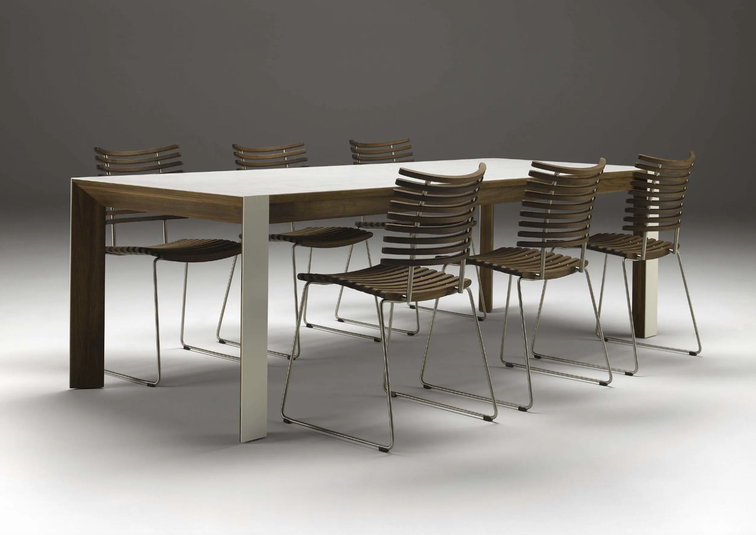 Naver Collection - Dining Table - Table w. White Corian Table Top & White Corian Legs Inkl. 1 Butterfly extension leaf / GM 7700 by Nissen & Gehl - Oiled Walnut