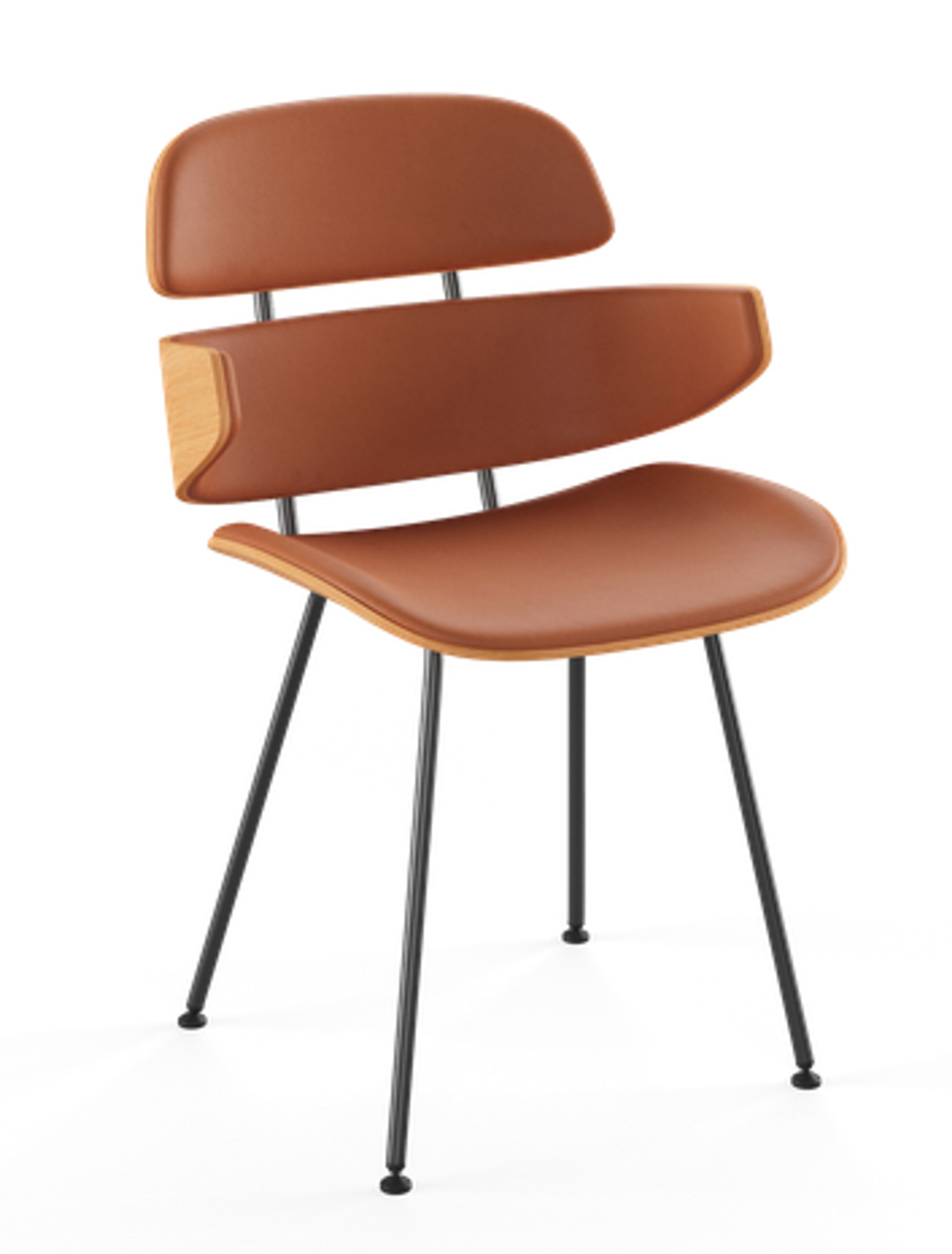 Naver Collection - Eetkamerstoel - Midas armchair / GM 576 by Susanne Grønlund - Lacquered oak / Naver Select black leather / Stainless steel