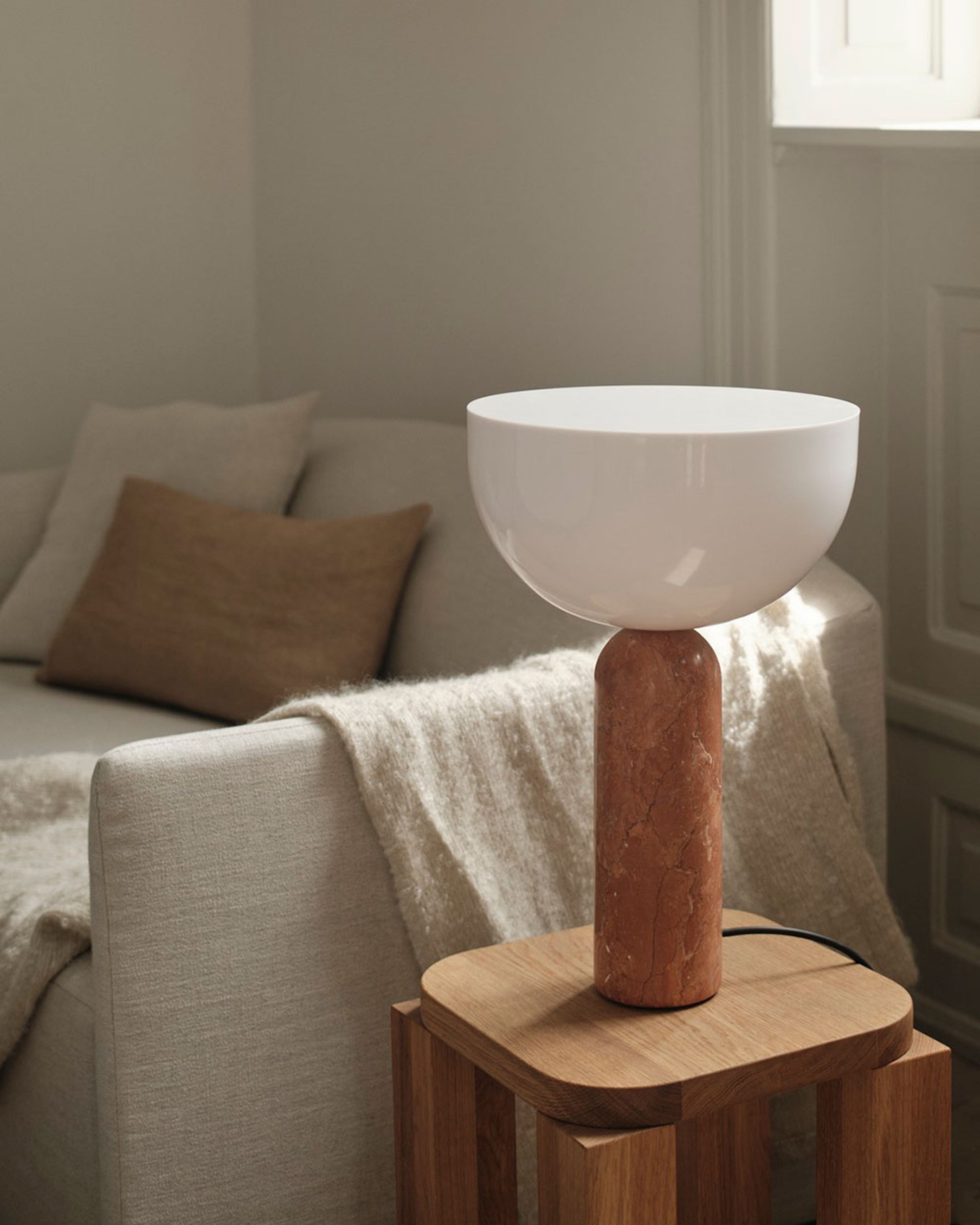 New Works - Table Lamp - Kizu Table Lamp - Small - White Marble w. White Acrylic