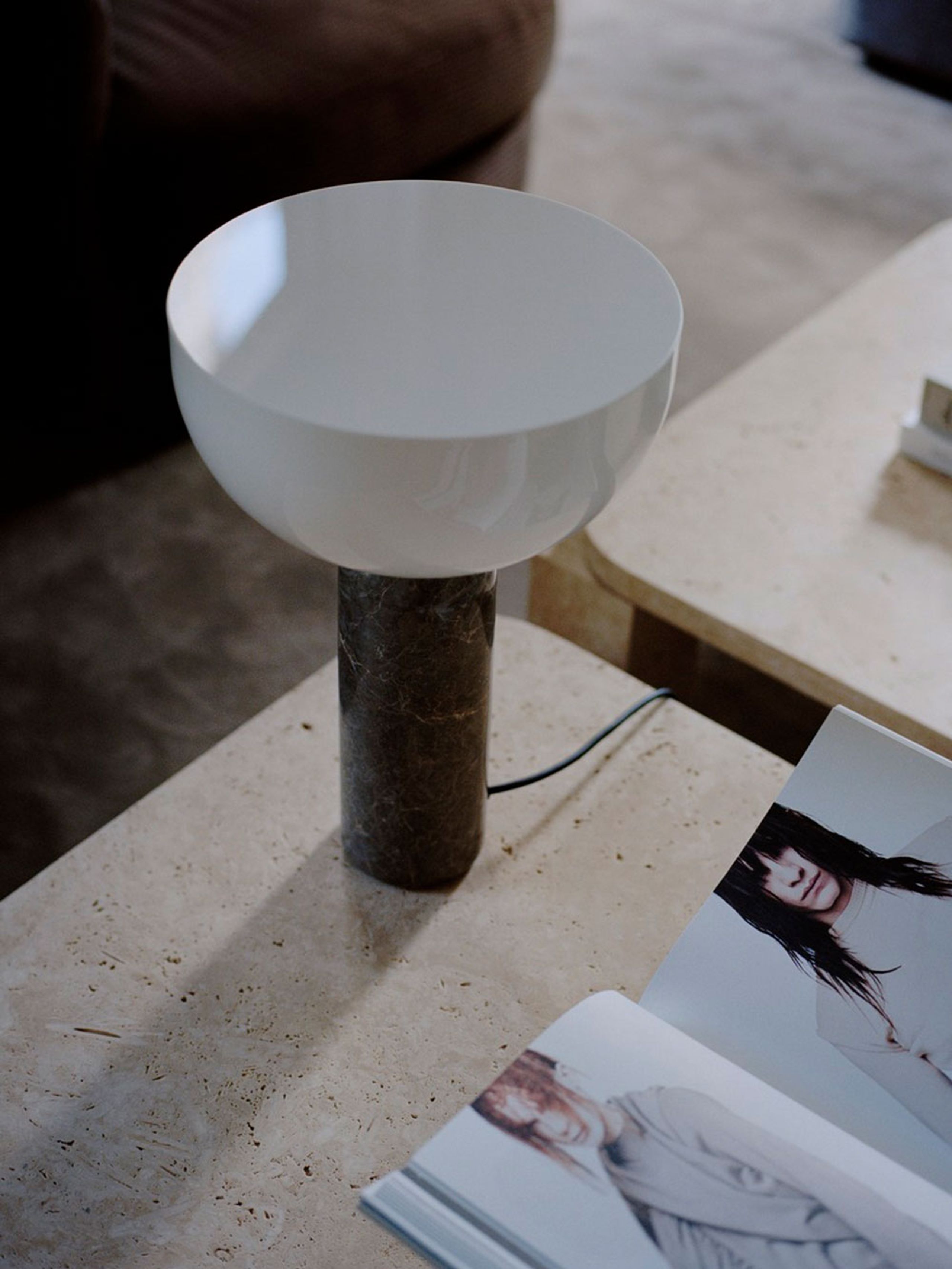 New Works - Table Lamp - Kizu Table Lamp - Small - White Marble w. White Acrylic