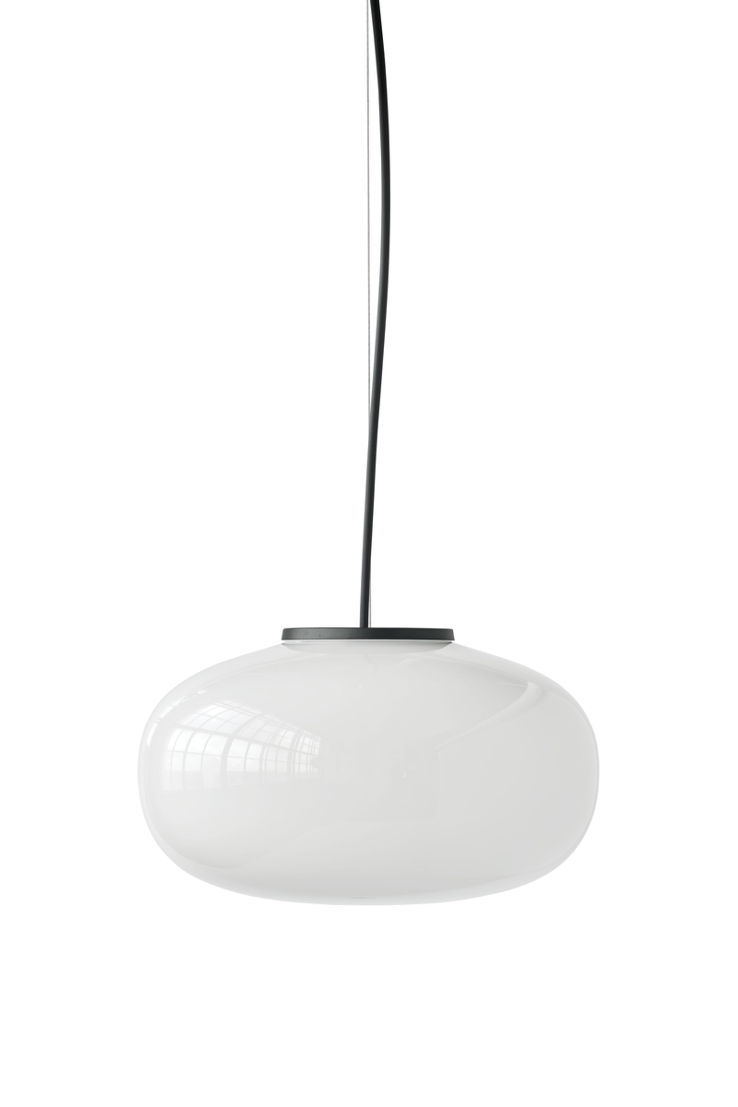New Works - Lamp - Karl-Johan Pendant lamp - Large - White Opal Glass w. Black Fitting