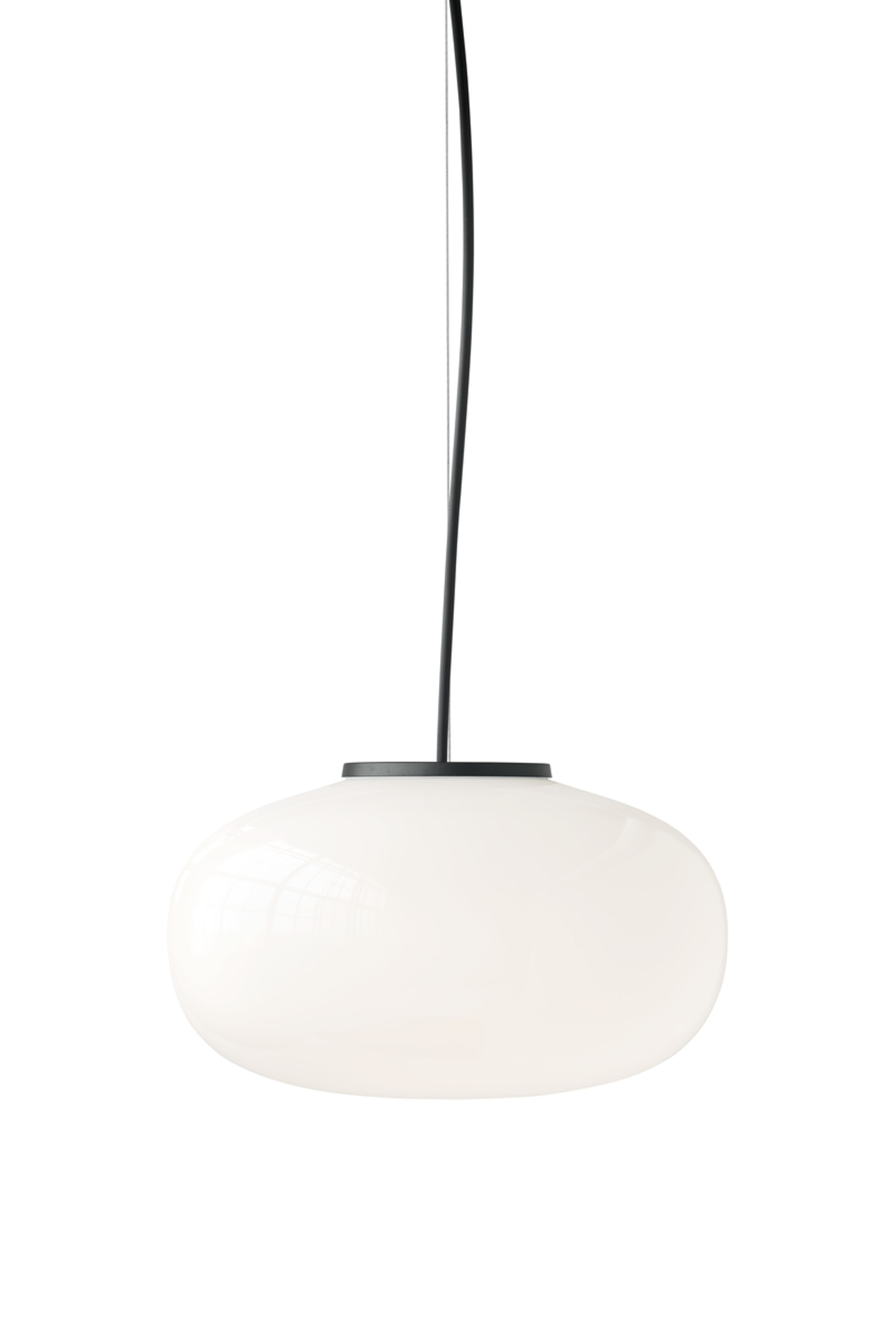 New Works - Lamp - Karl-Johan Pendant lamp - Large - White Opal Glass w. Black Fitting