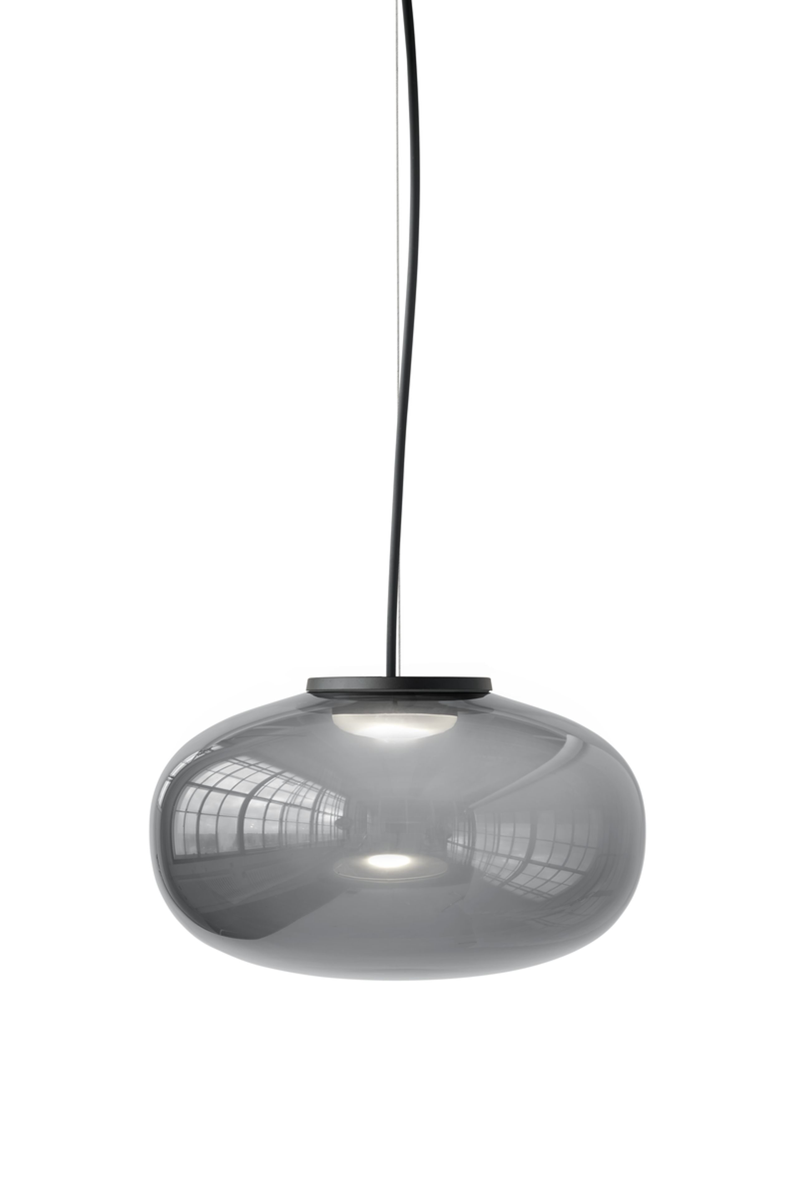 New Works - Lamp - Karl-Johan Pendant lamp - Large - Smoked Glass w. Black Fitting