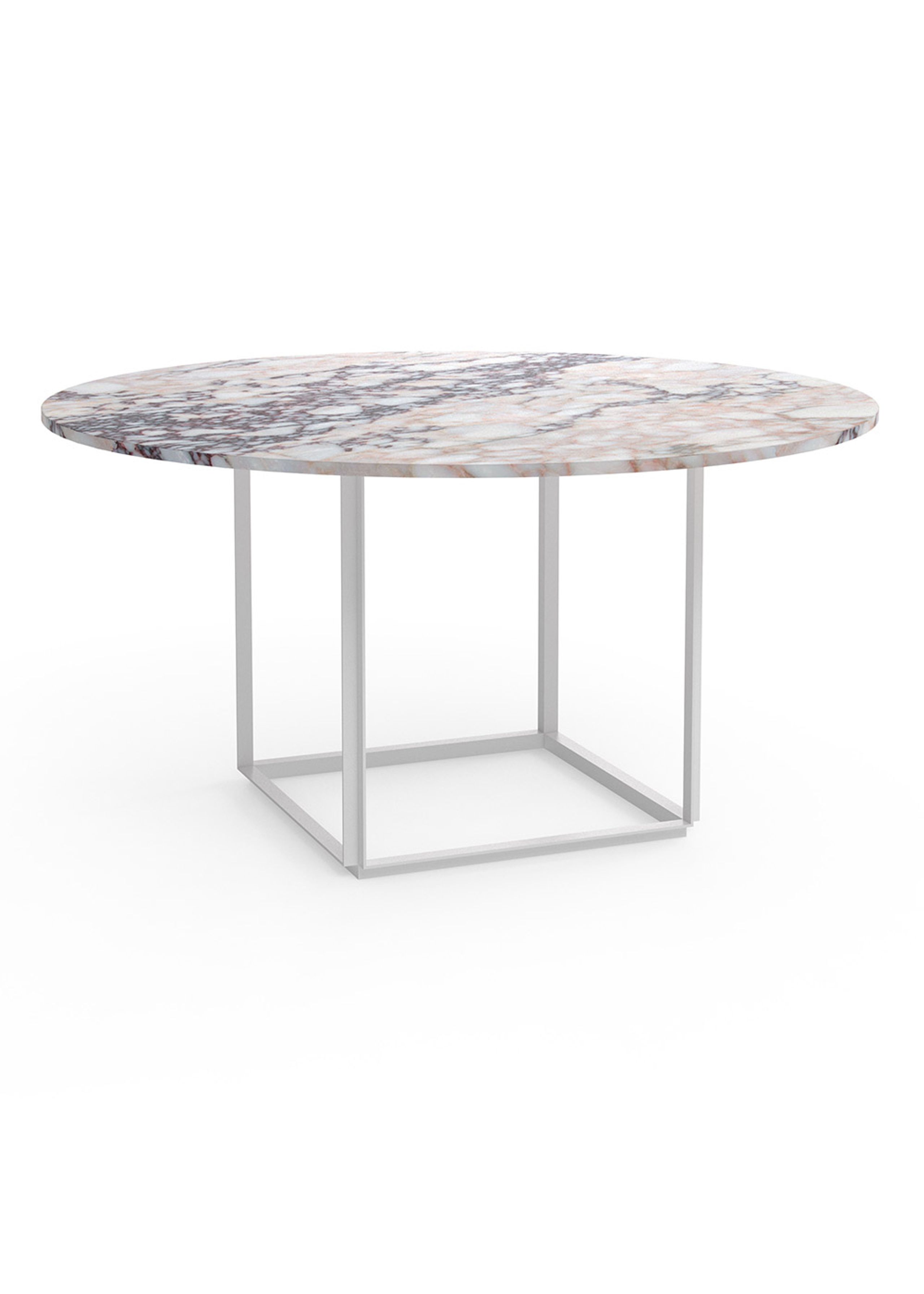 New Works - Tavolo da pranzo - Florence Dining Table Ø145 - White Viola Marble w. White Frame